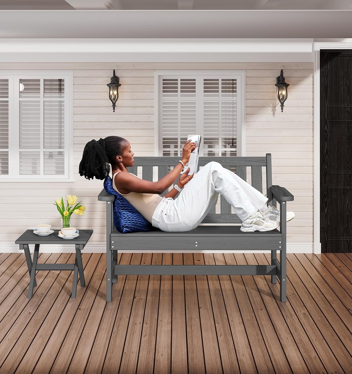 Weatherproof Two-Person Outdoor Bench With High Weight Capacity