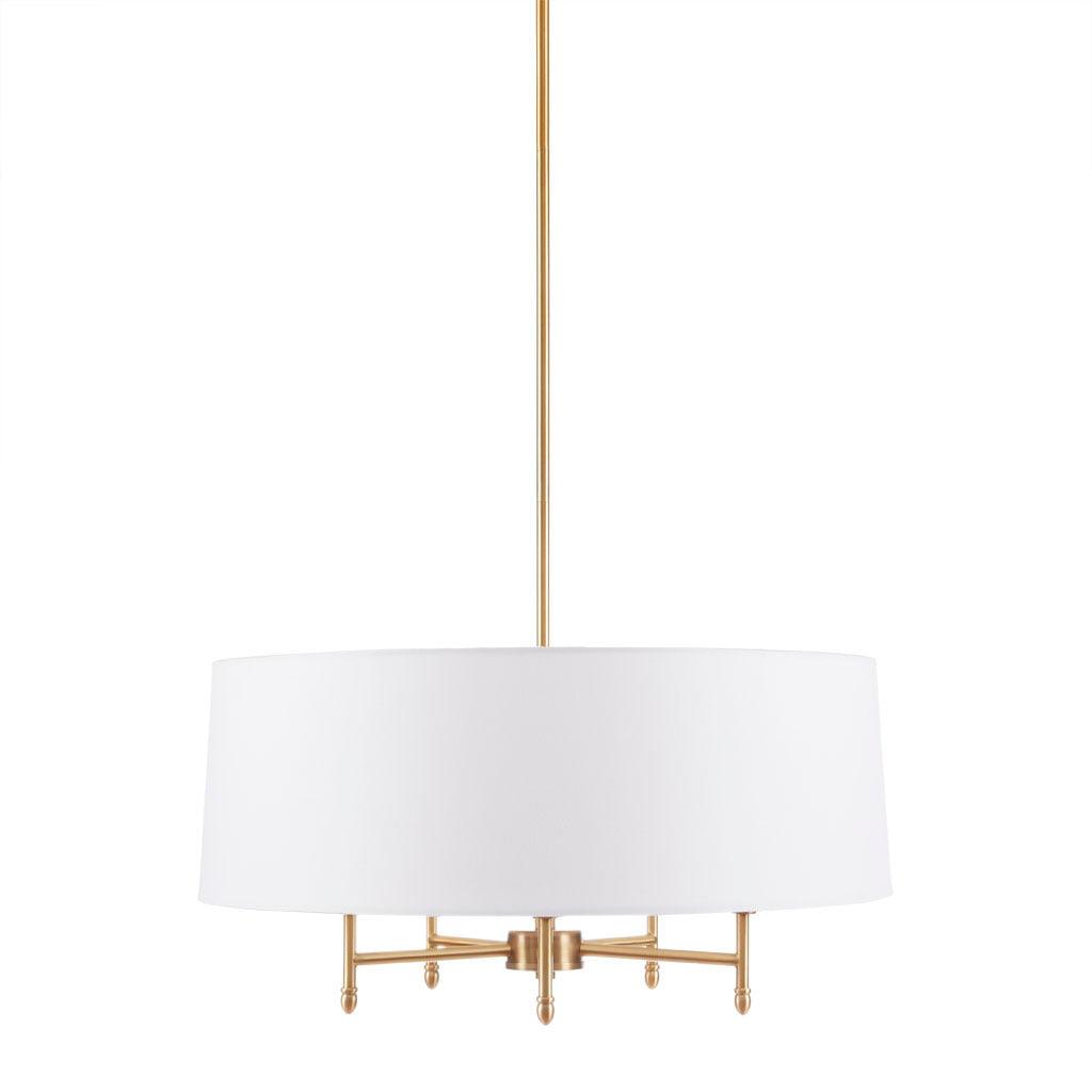 5-Light White Drum Shade Chandelier - PRHOMZ