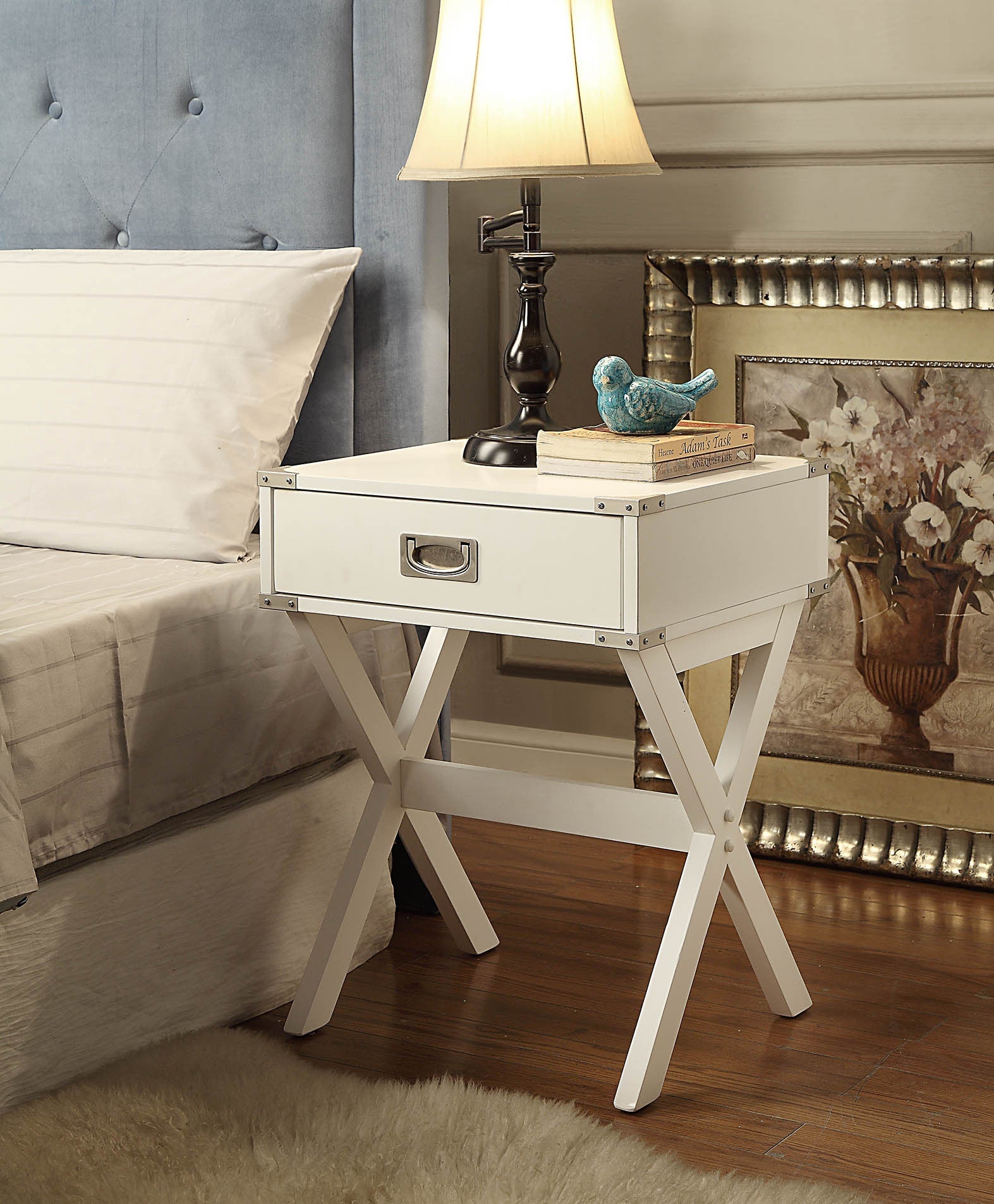 White Finish Accent Table