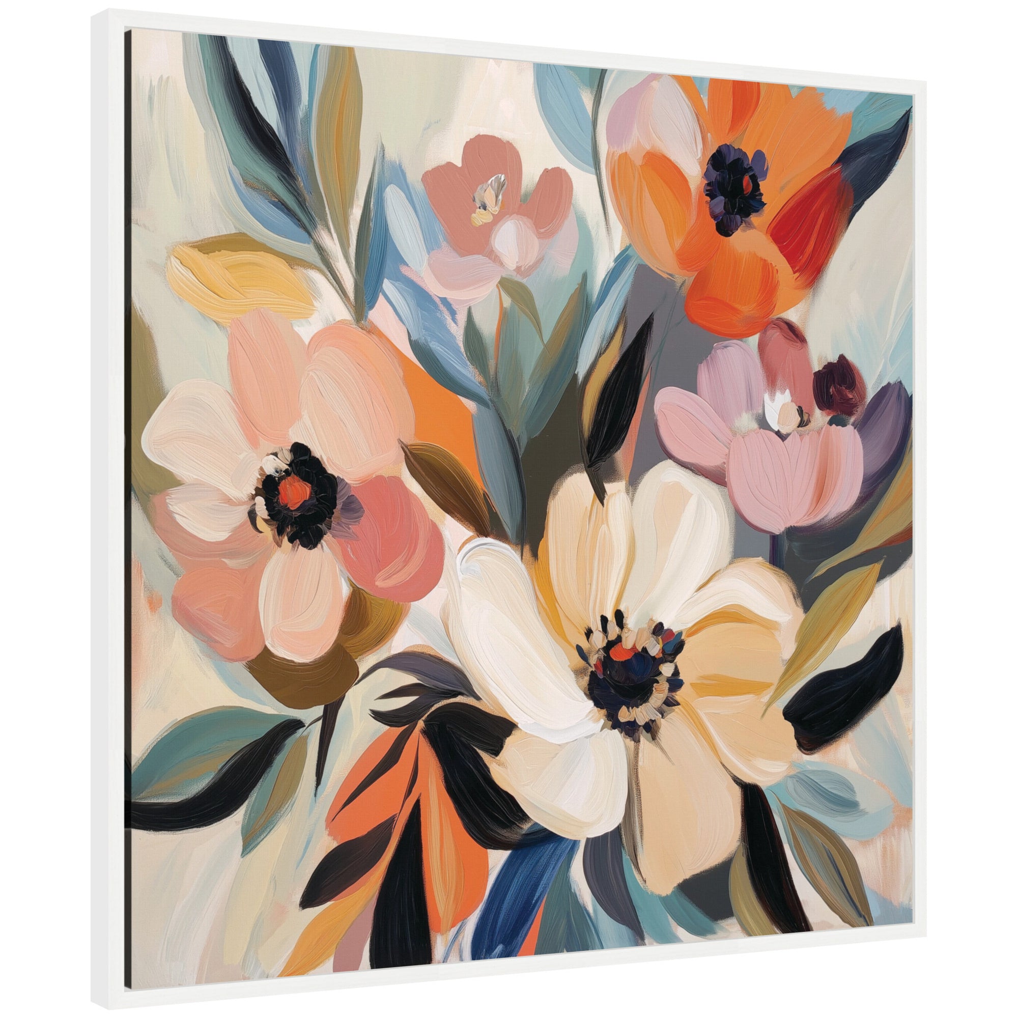 Sylvie Garden Bloom Abstract Bouquet I Framed Canvas by The Creative Bunch Studio