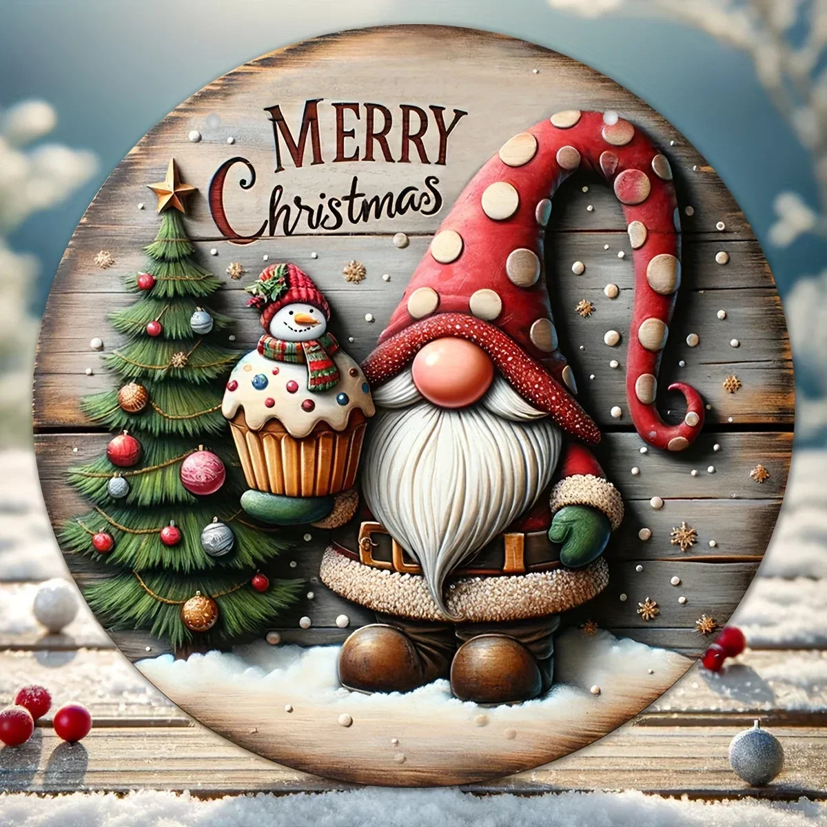 Wooden Merry Christmas Hanging Decoration-3
