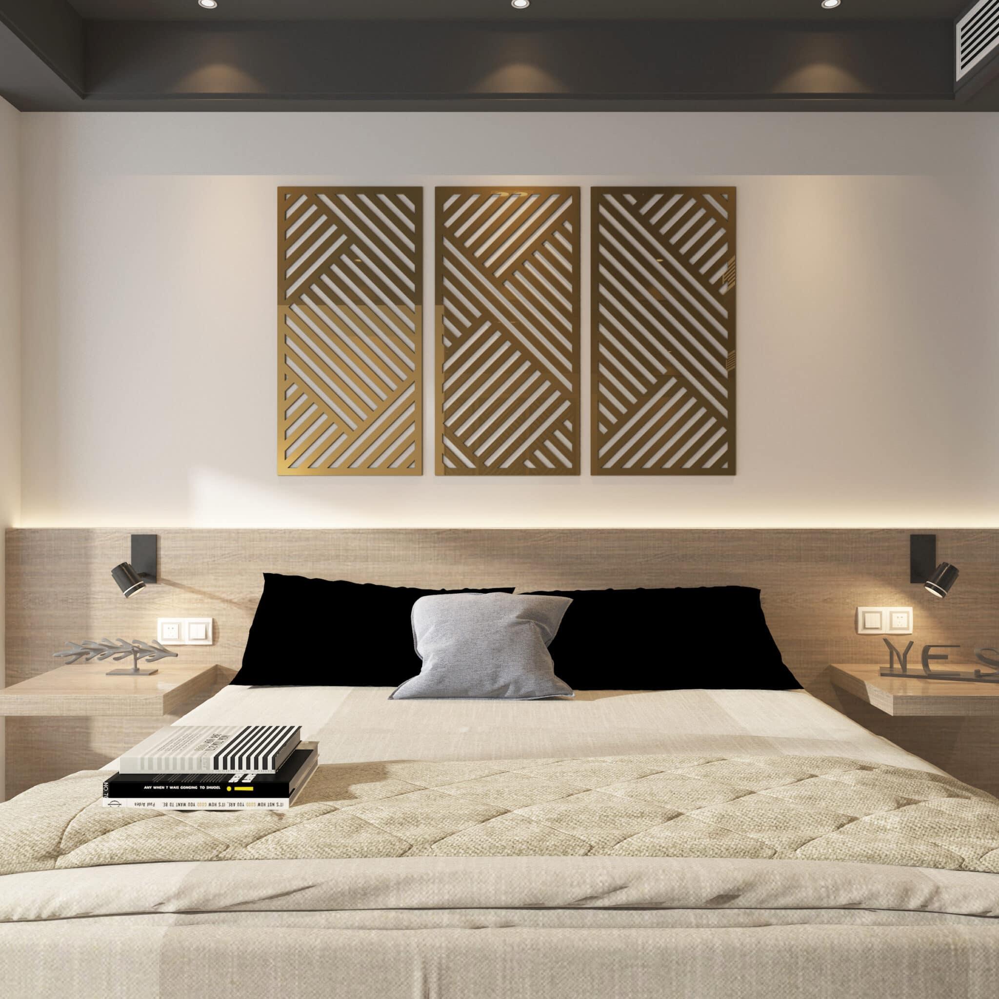 Triptych Geometric Mirror 3D Wall Art - PRHOMZ