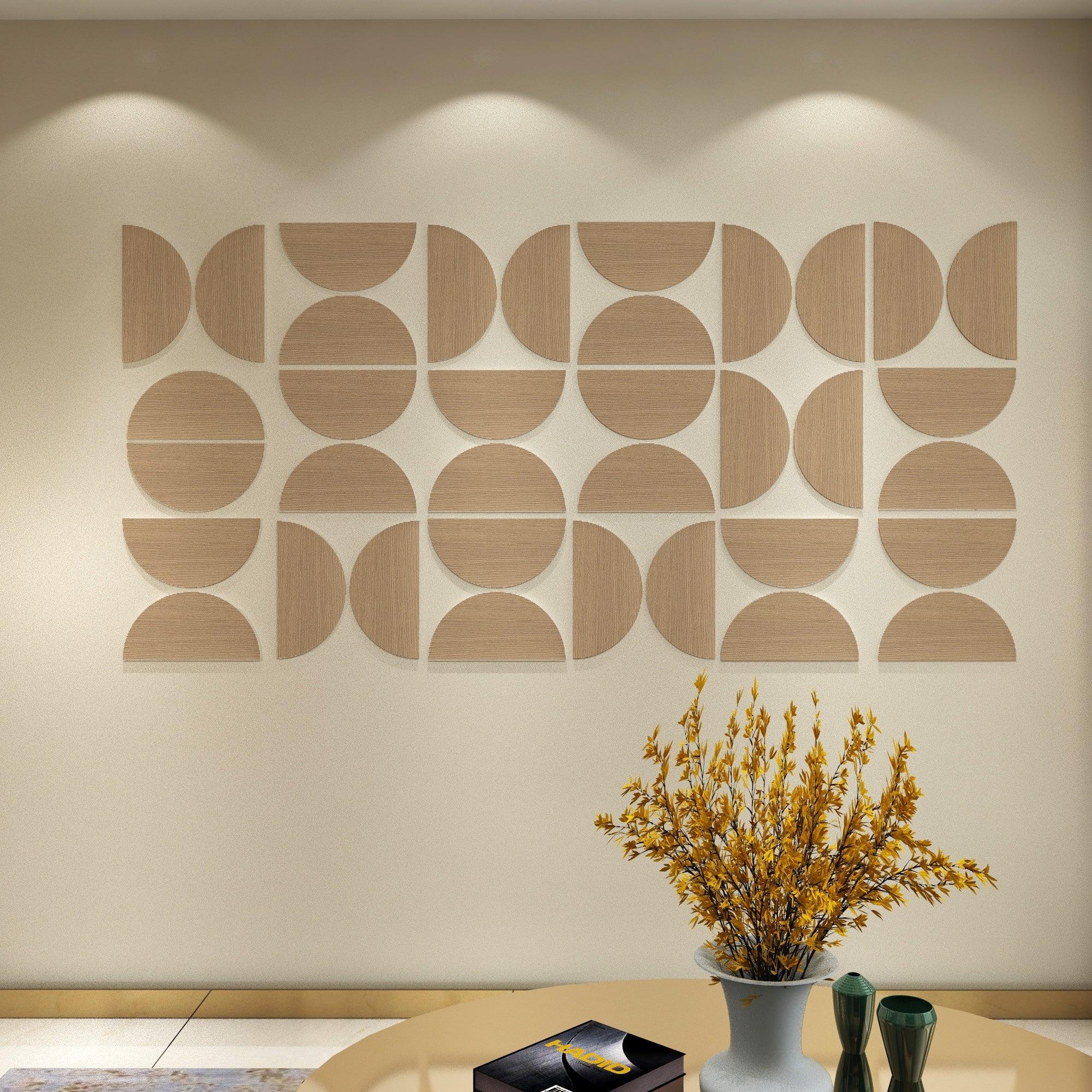 Semi Circles Texture Wood 3D Wall Decor - PRHOMZ
