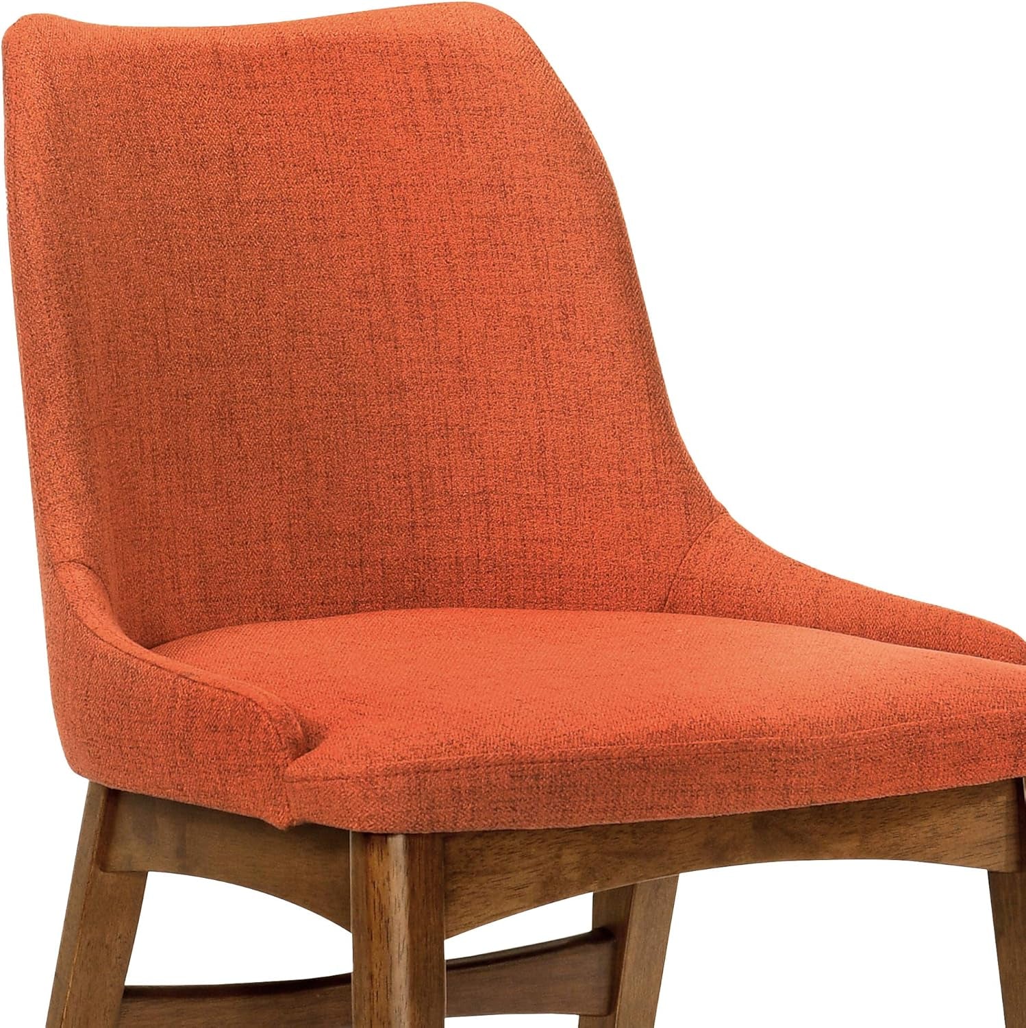 Orange Fabric and Walnut Wood Dining Side Chairs Set of 2