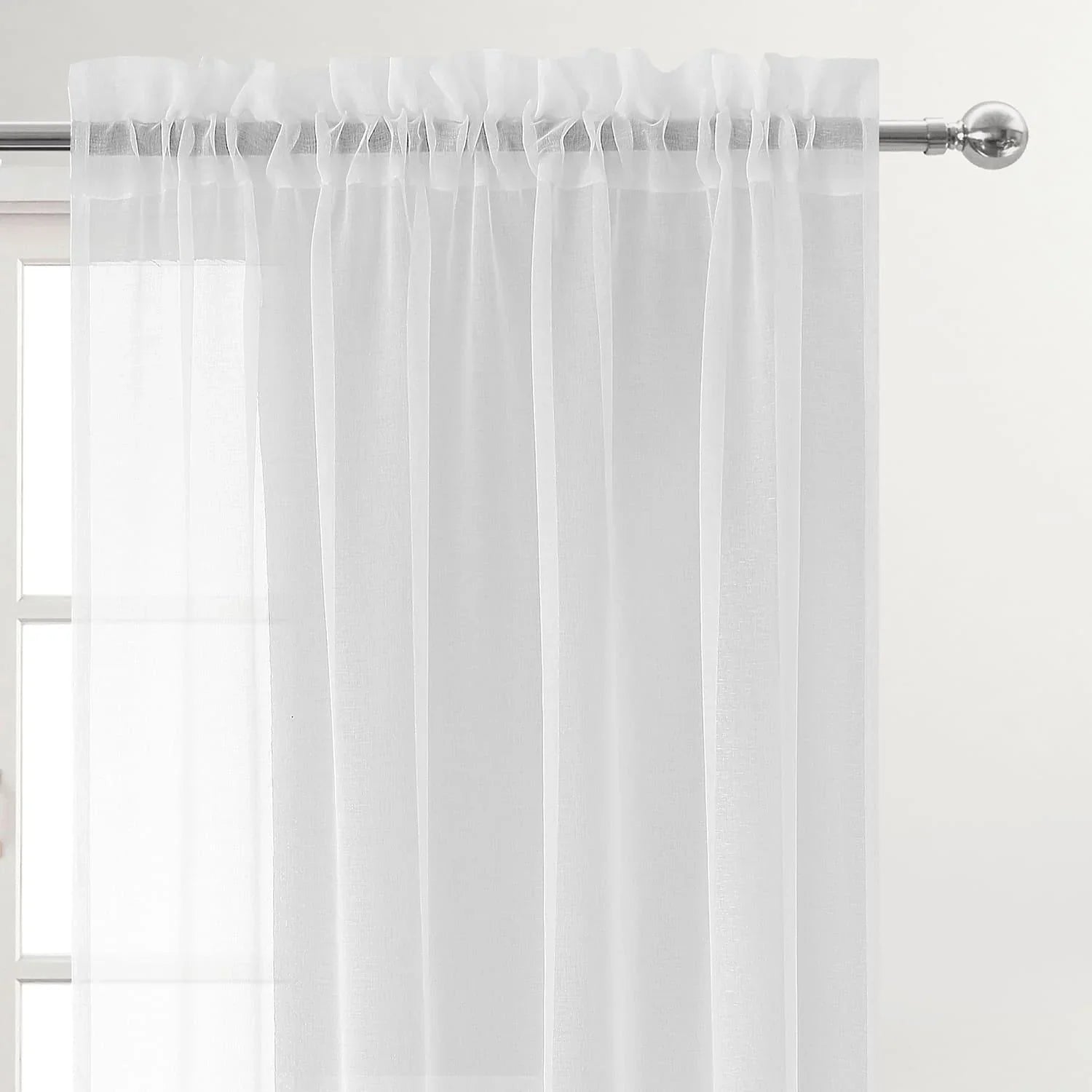 DWCN Rod Pocket Sheer Curtains, Set of 2 Panels-2