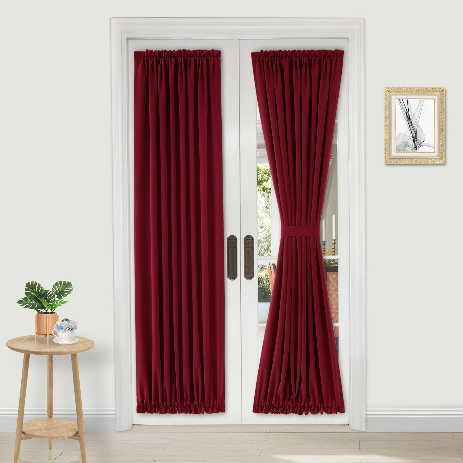 DWCN French Blackout Door Curtains, 1 Curtain Panel with Tieback-10