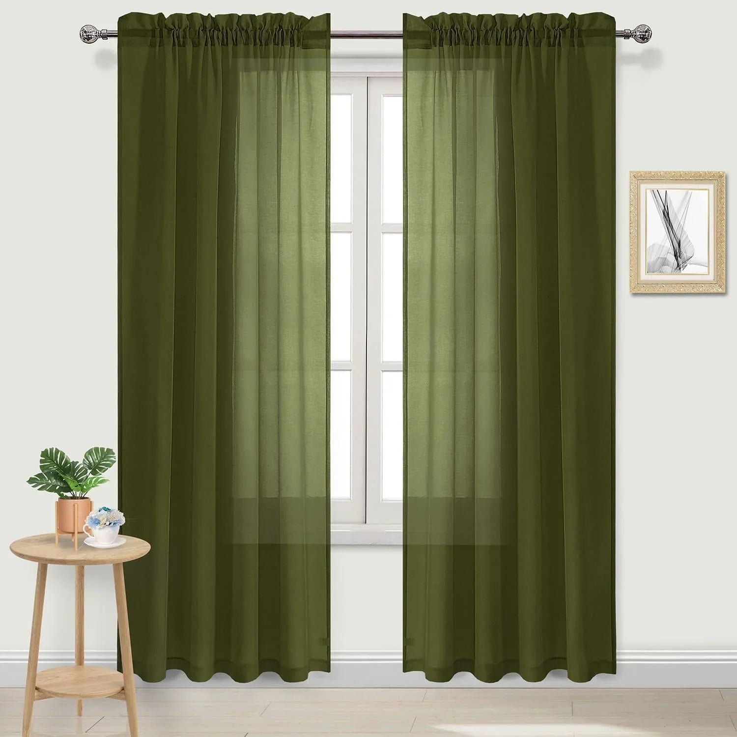 DWCN Rod Pocket Sheer Curtains, Set of 2 Panels-10