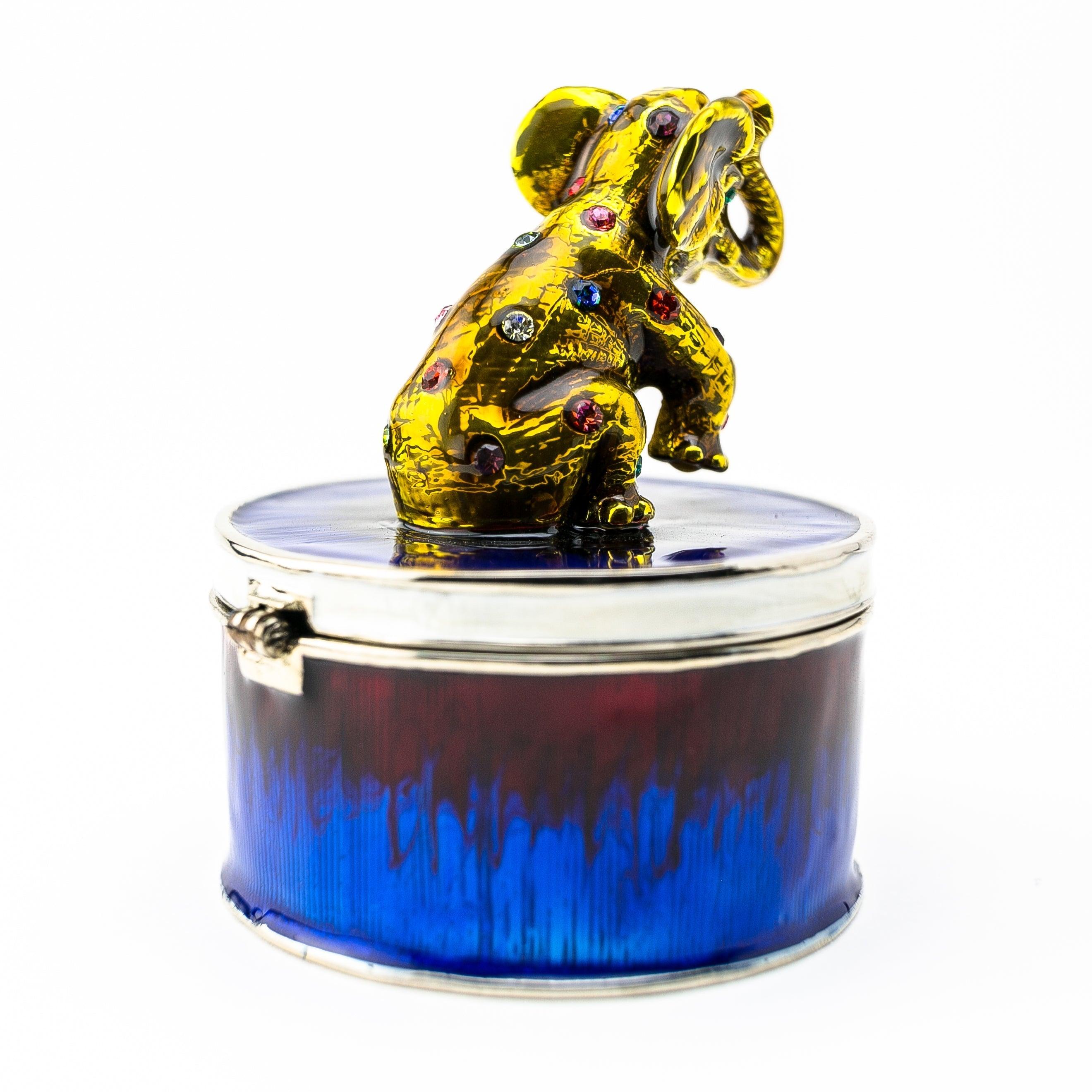 Gold Elephant on Blue Trinket Box - PRHOMZ