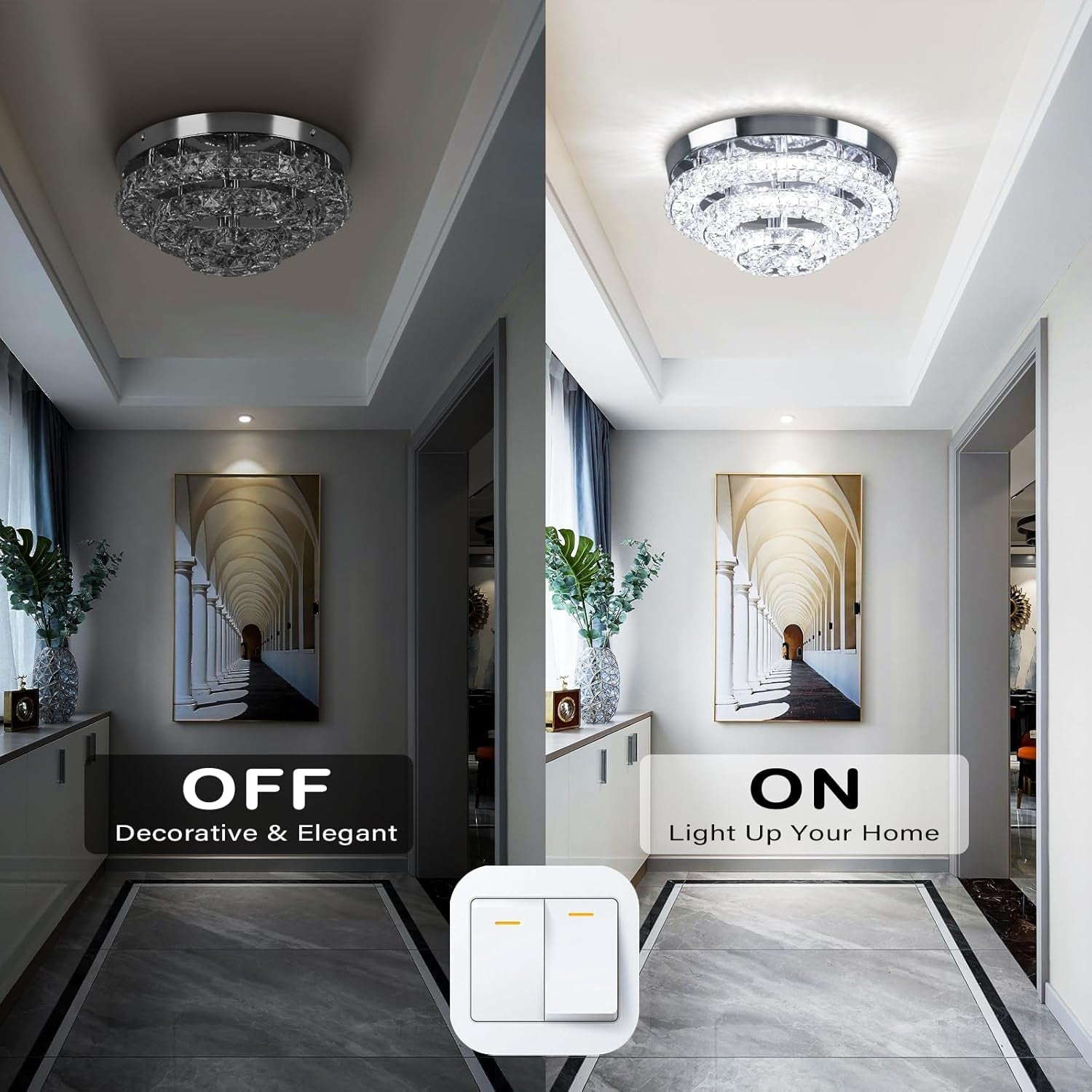 11.8 Inch Crystal Chandelier Ceiling Light 6500K LED-2