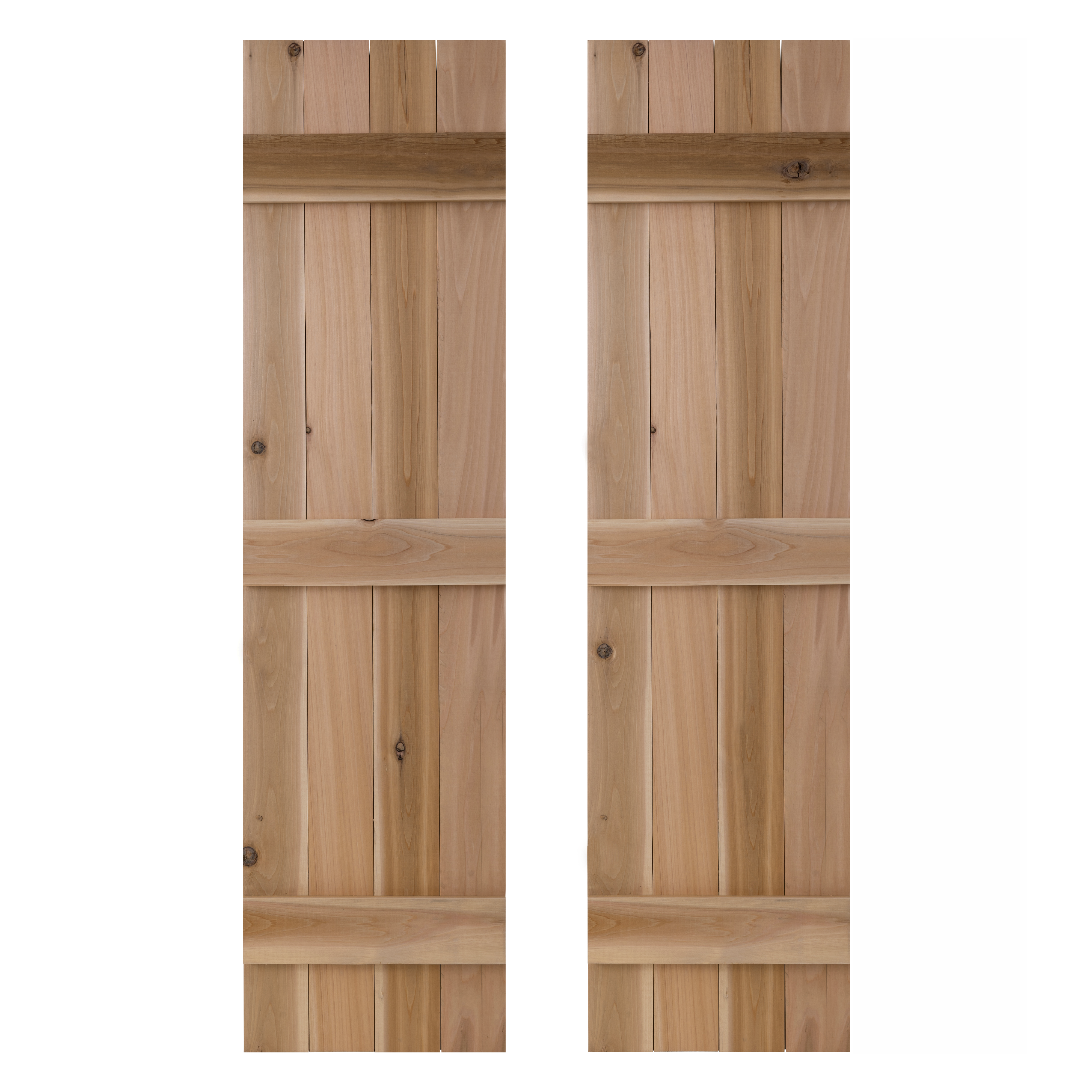 Traditional Board & Batten Exterior Wood Shutters - Cedar - Set of 2