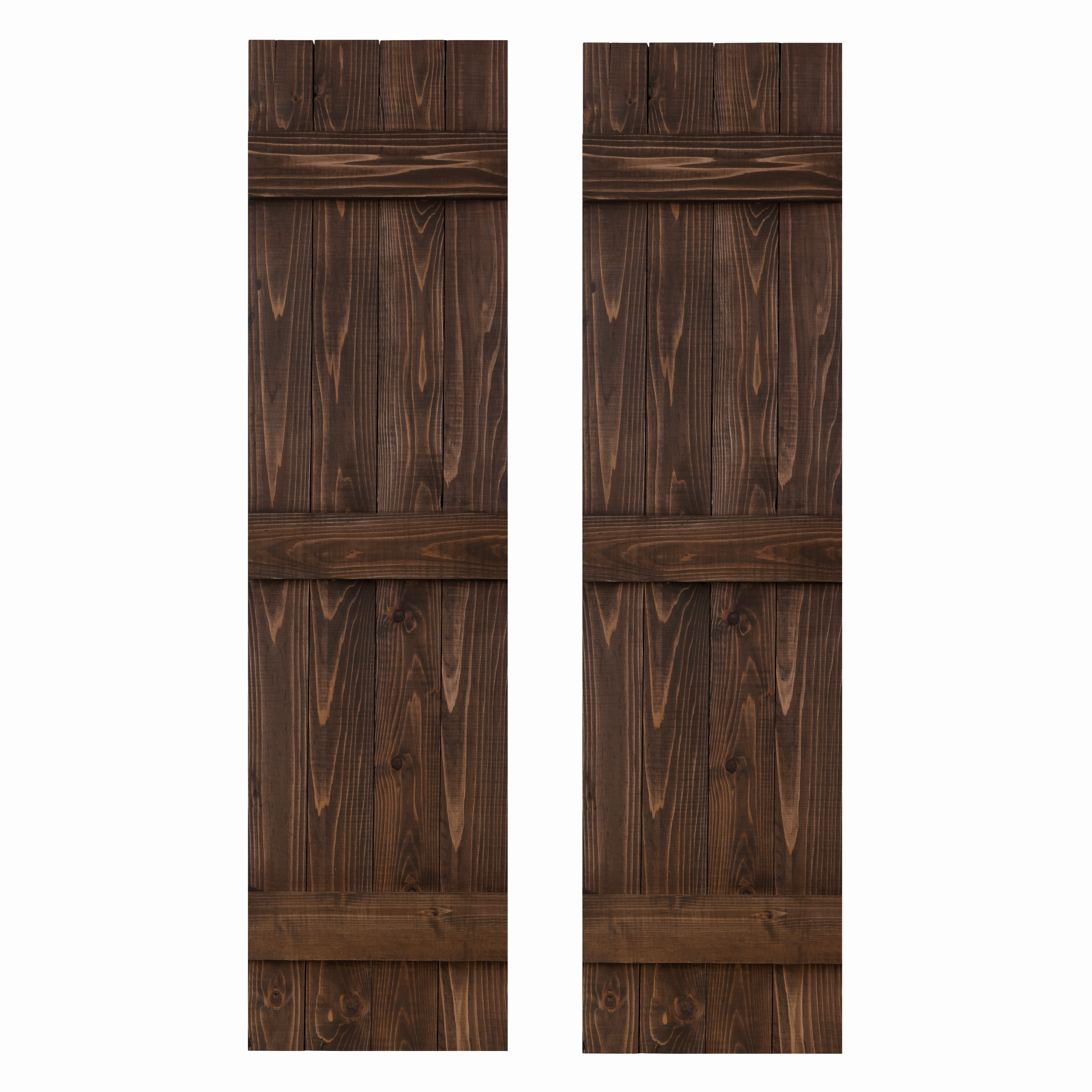 Traditional Board & Batten Exterior Wood Shutters - Cedar - Set of 2