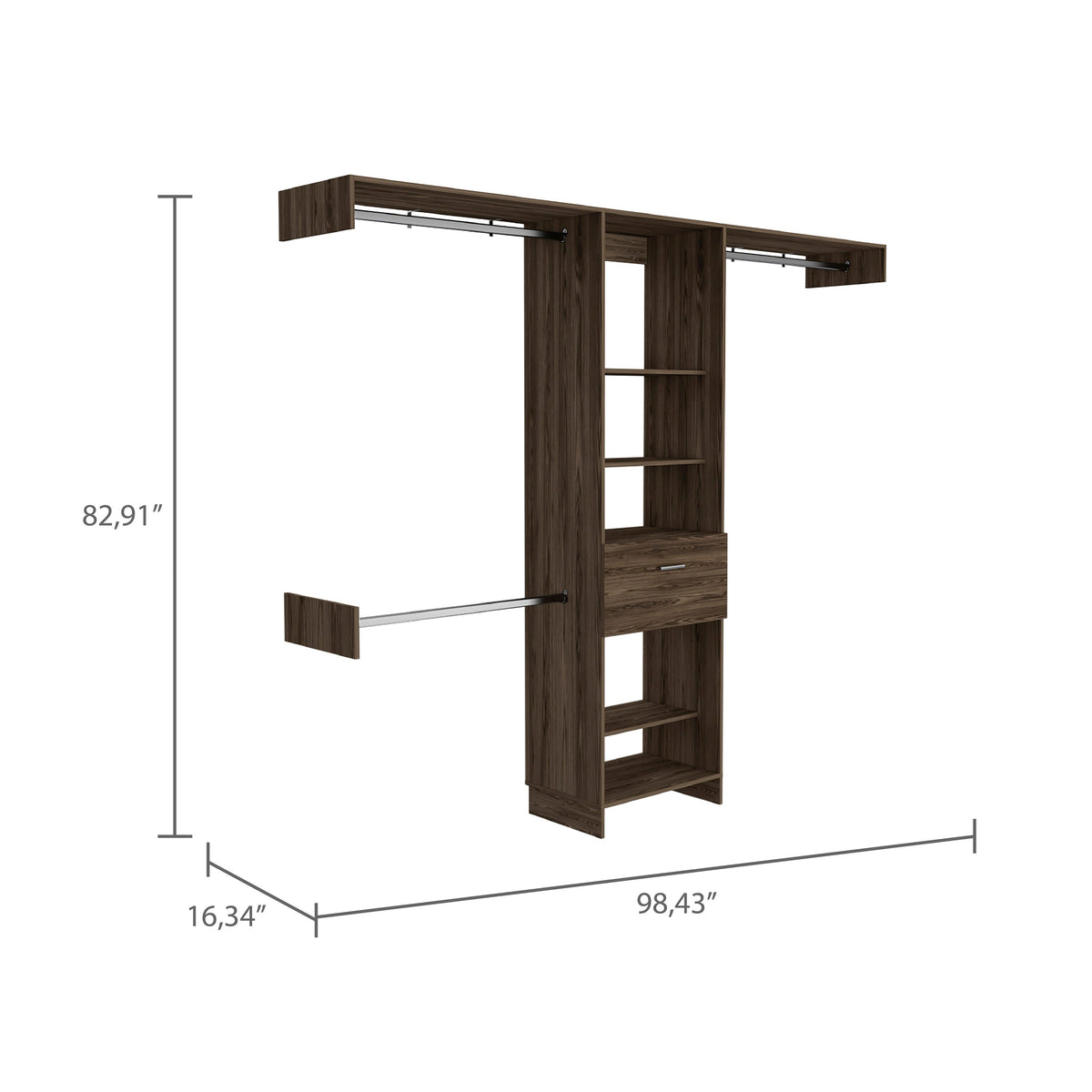 Calveston 1-Drawer 4-Shelf Closet System - Dark Walnut