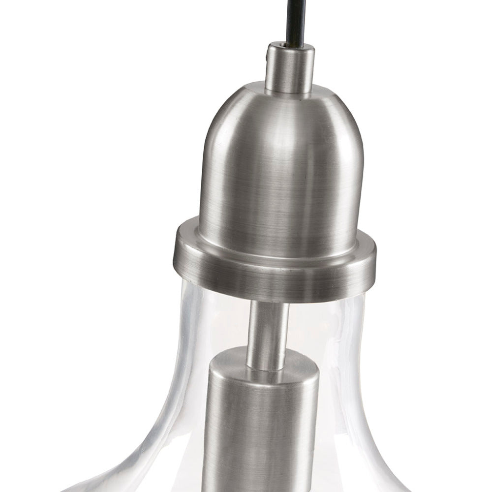 Bell Glass Pendant Light – Gold, Bronze or Silver Metal Base, Clear Glass Shade & Adjustable Cord | 9" Dia