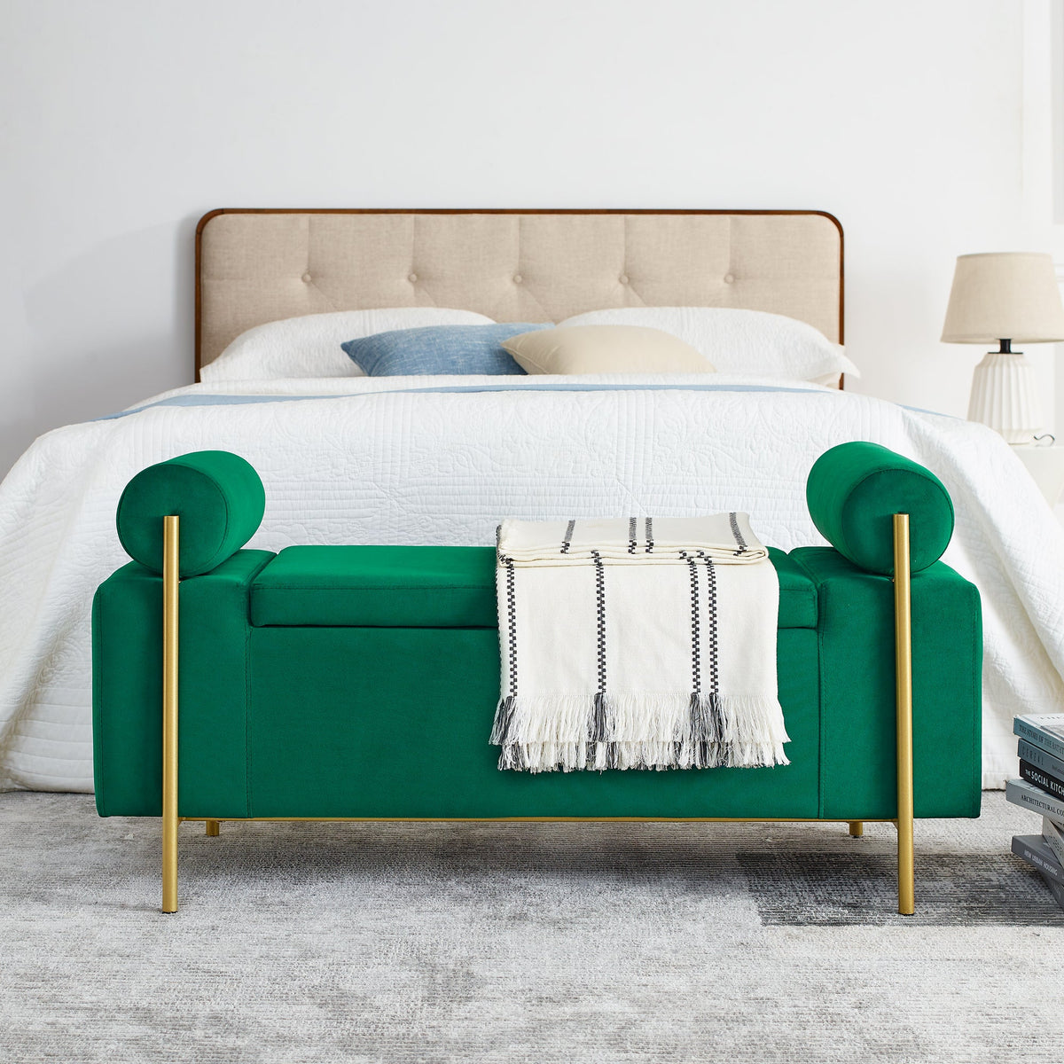 Elegant Upholstered Velvet Storage Bench