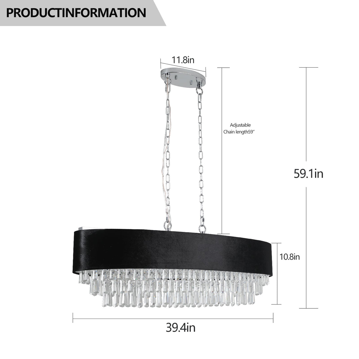 39" Modern Crystal Chandelier