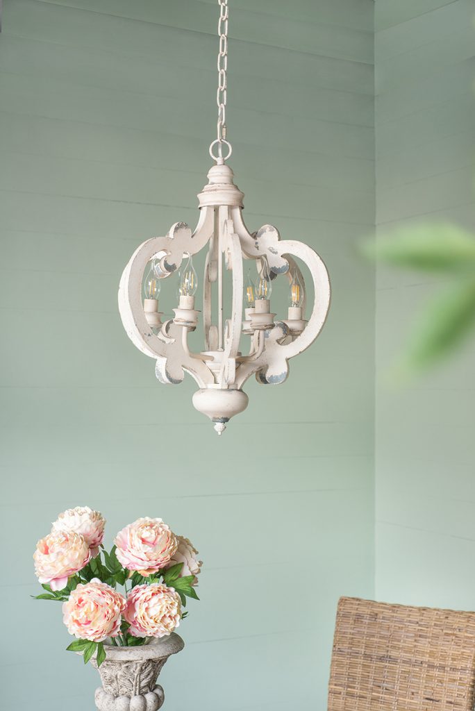 French Country Wood Chandelier