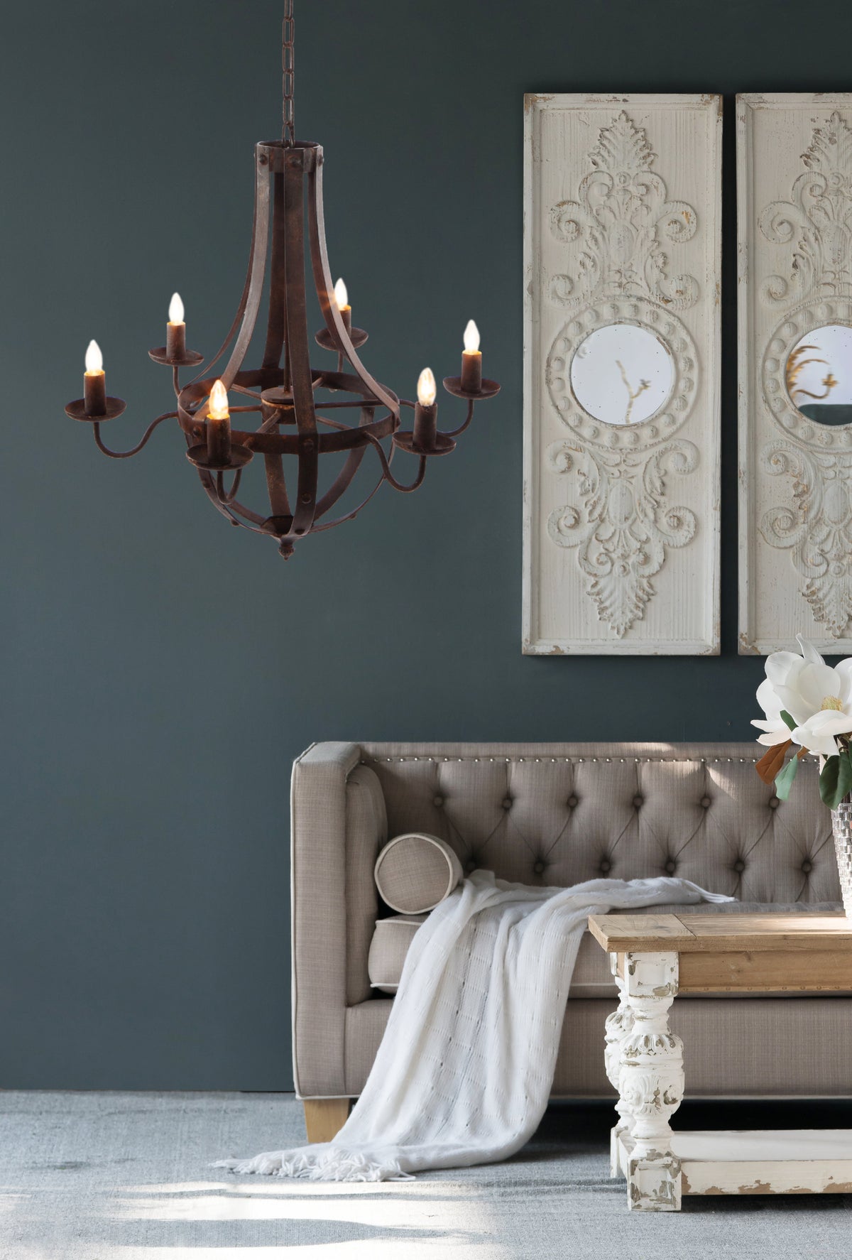 6-Light Metal Chandelier