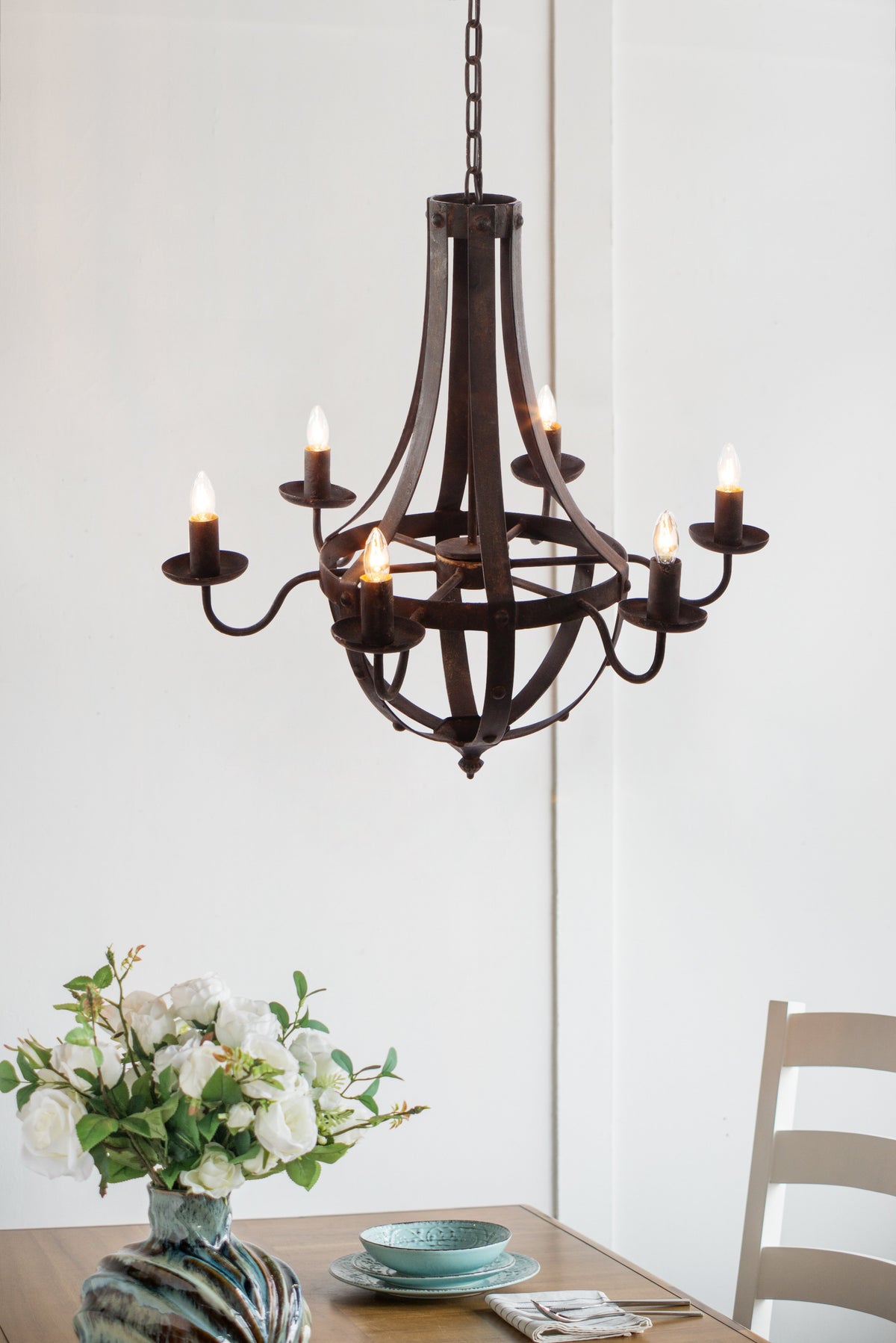 6-Light Metal Chandelier