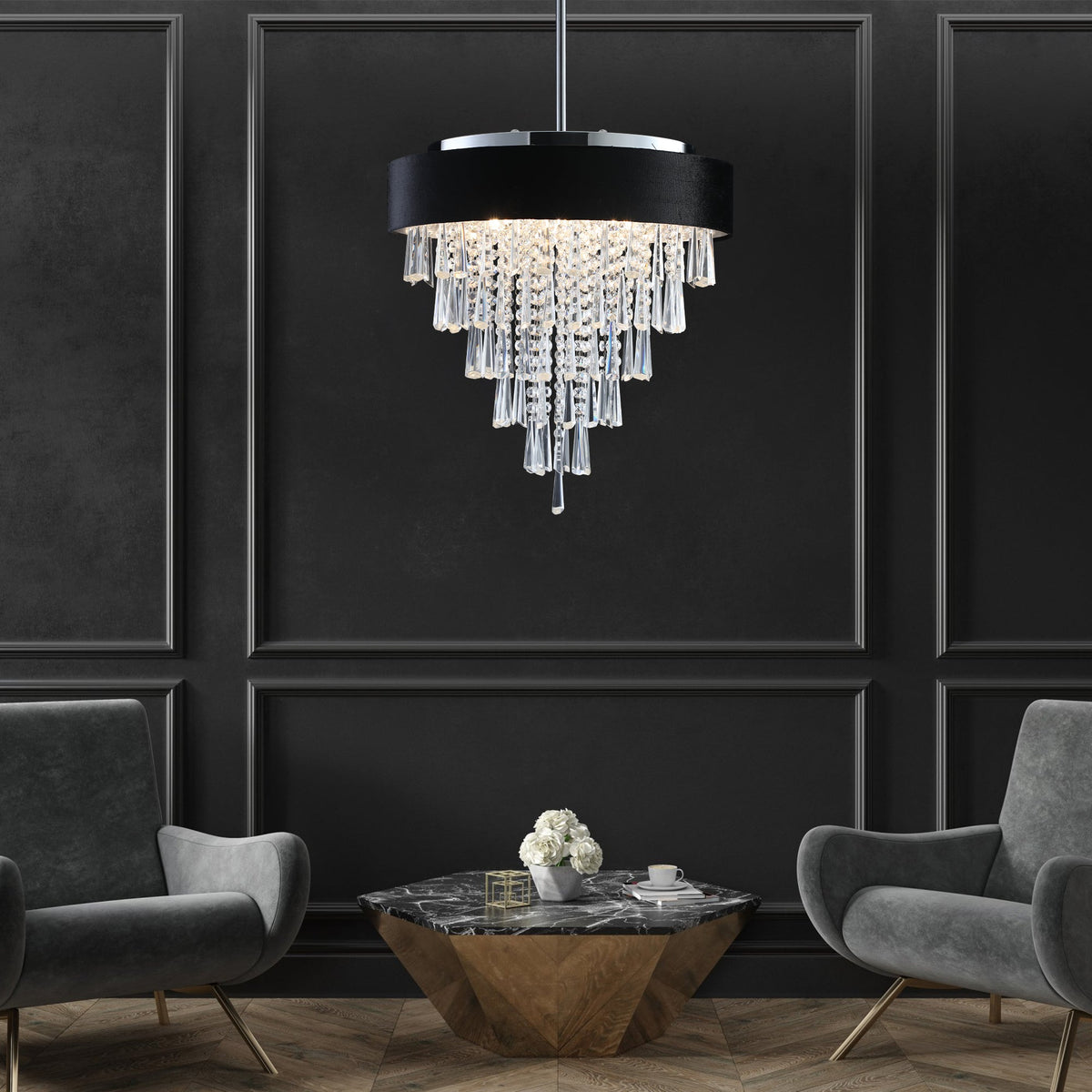 18-inch Modern Crystal Chandelier with Adjustable Height