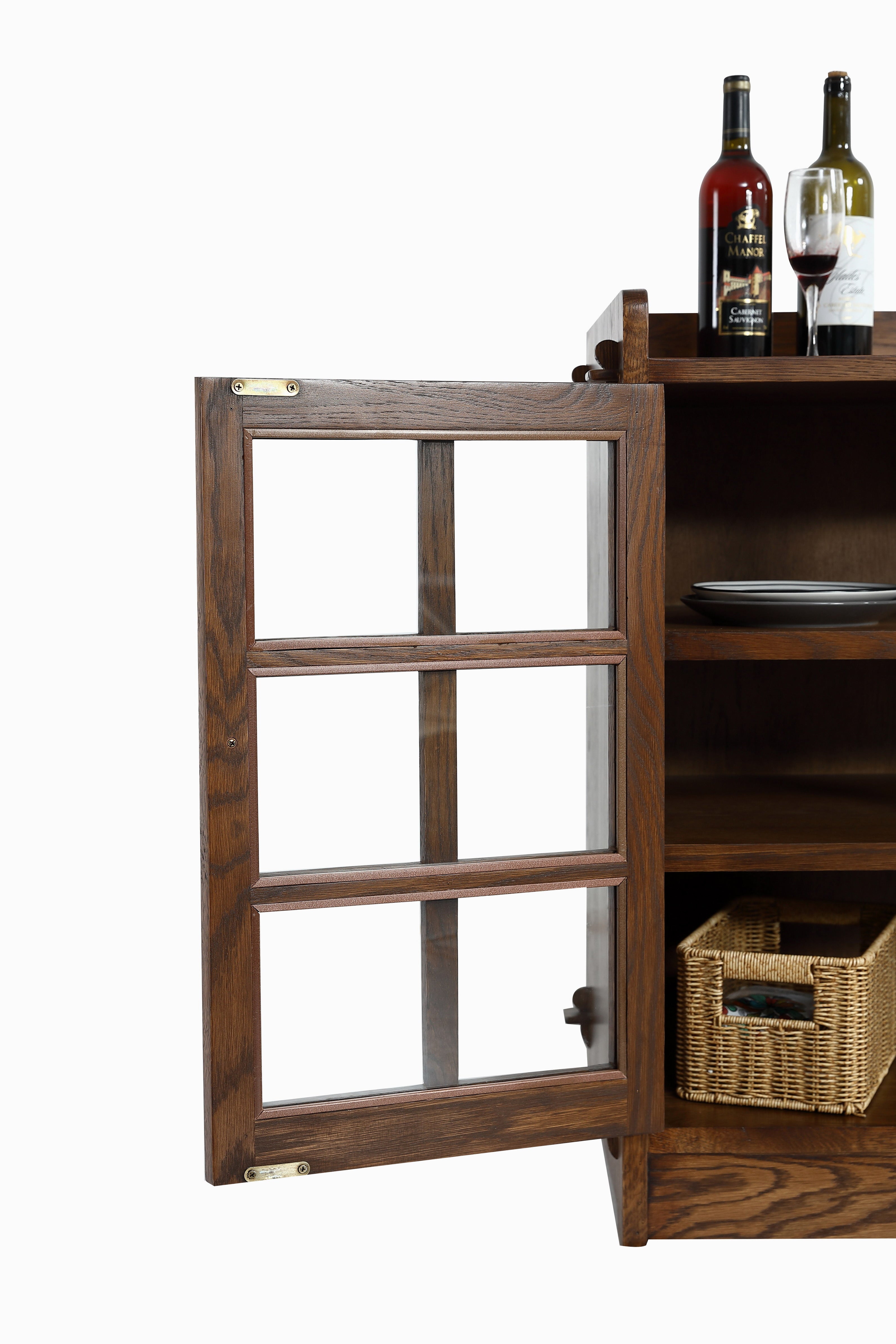 Mission Oak 3 Door Console, TV Stand - Walnut (W1)