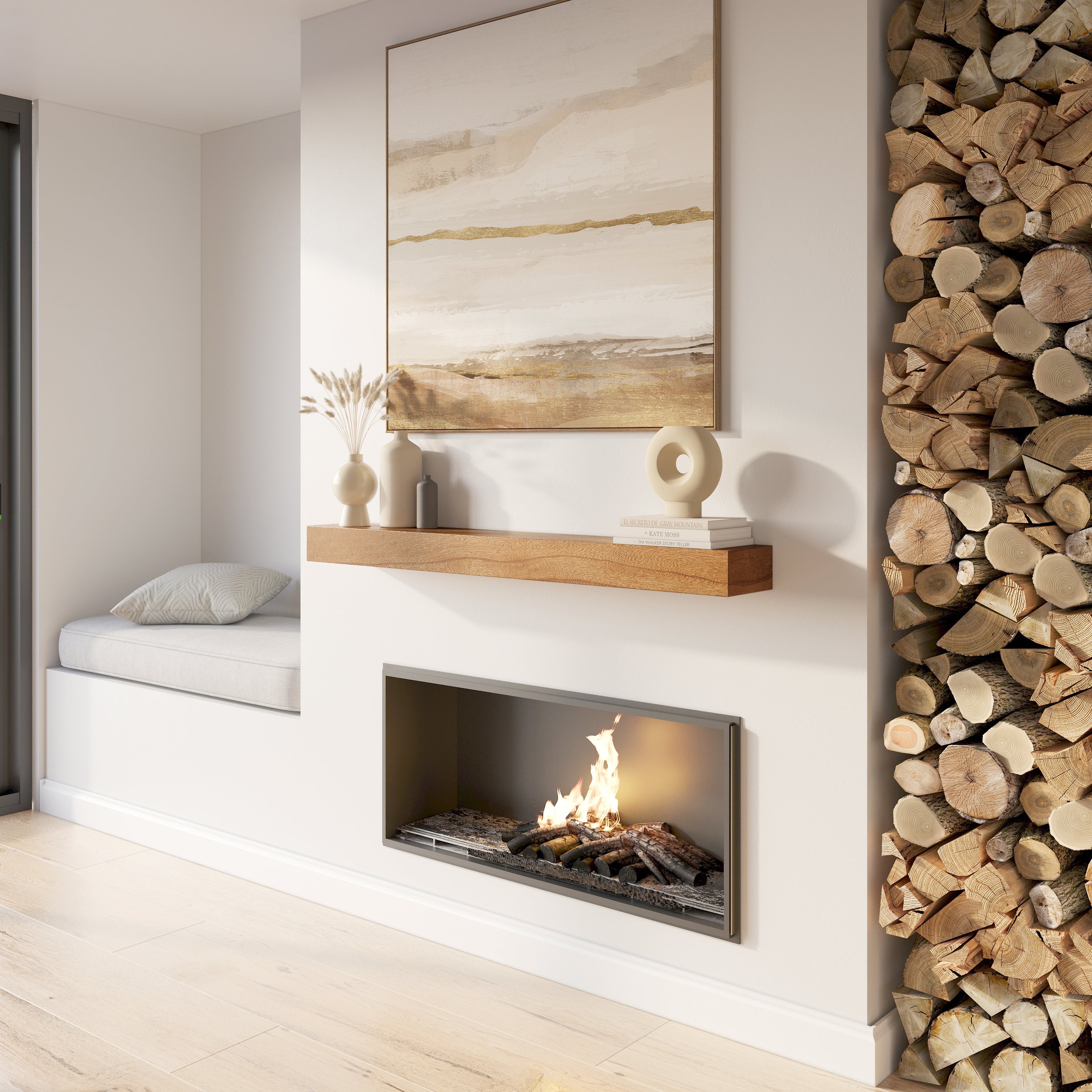 Classic Paulownia Wood Fireplace Mantel Shelf