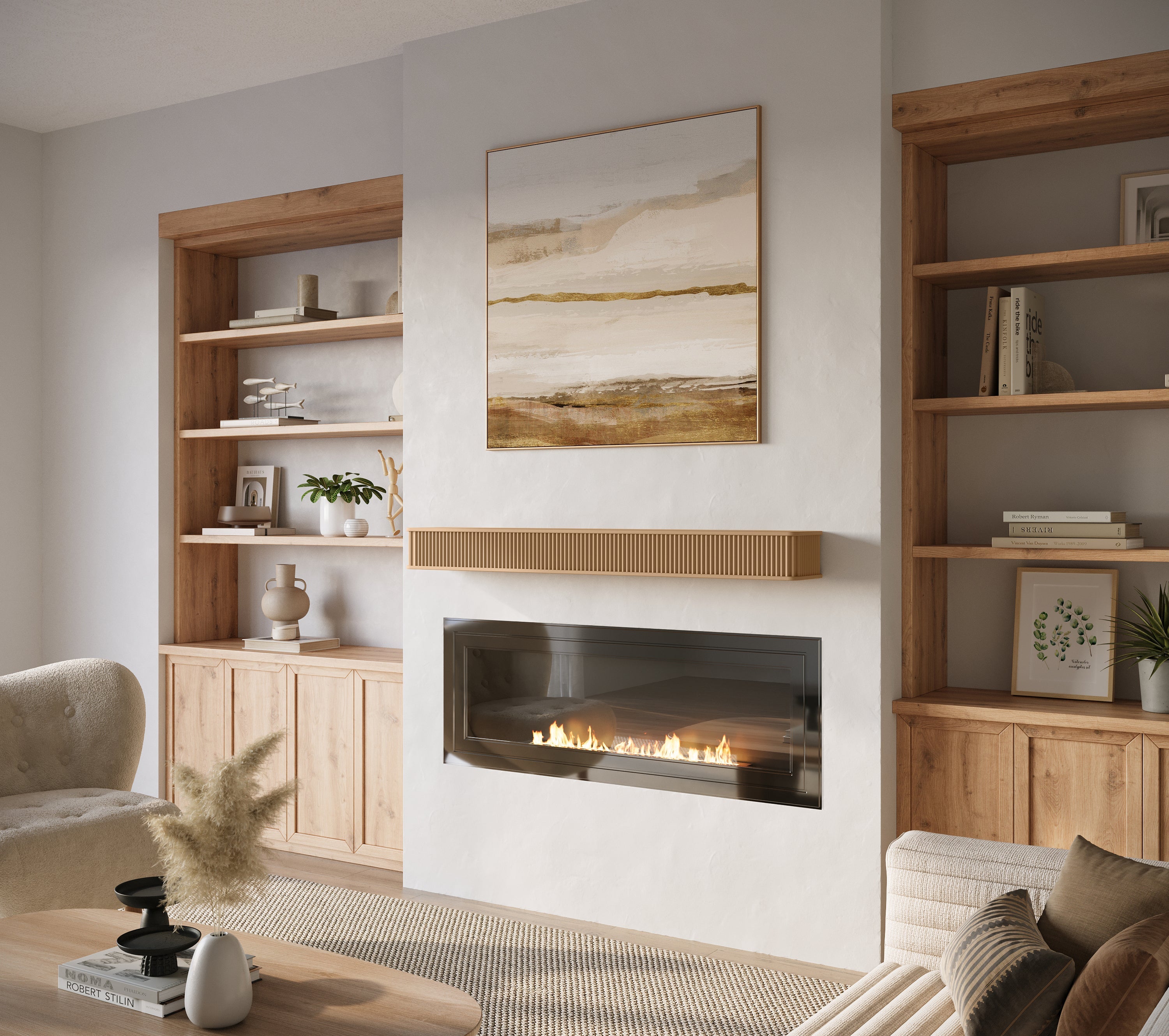 Fluted Fireplace Mantel Shelf – Real Wood