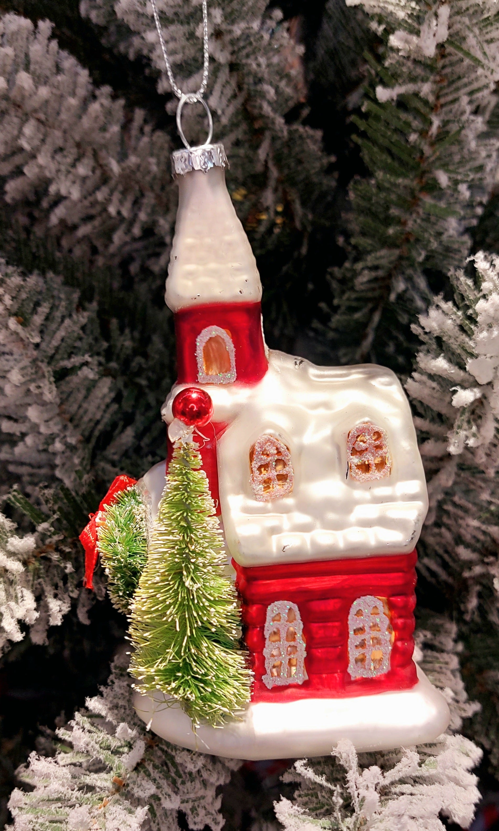 Christmas Glass Ornament - Christmas Church by Wizardi F07M3-25 HB-SY25378-1