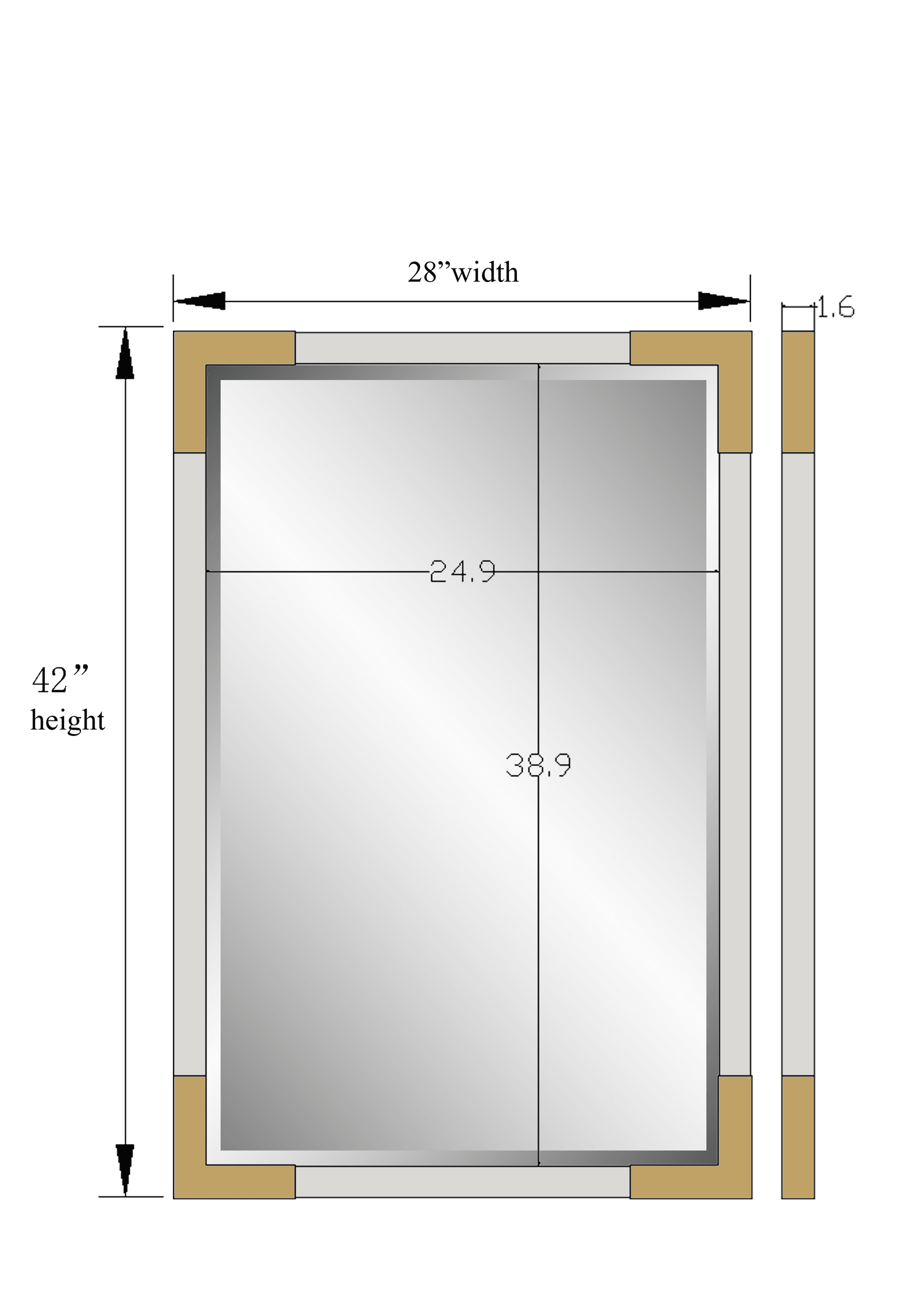 Chloette Large Two-Tone Iron Framed Vanity Wall Mirror - PRHOMZ