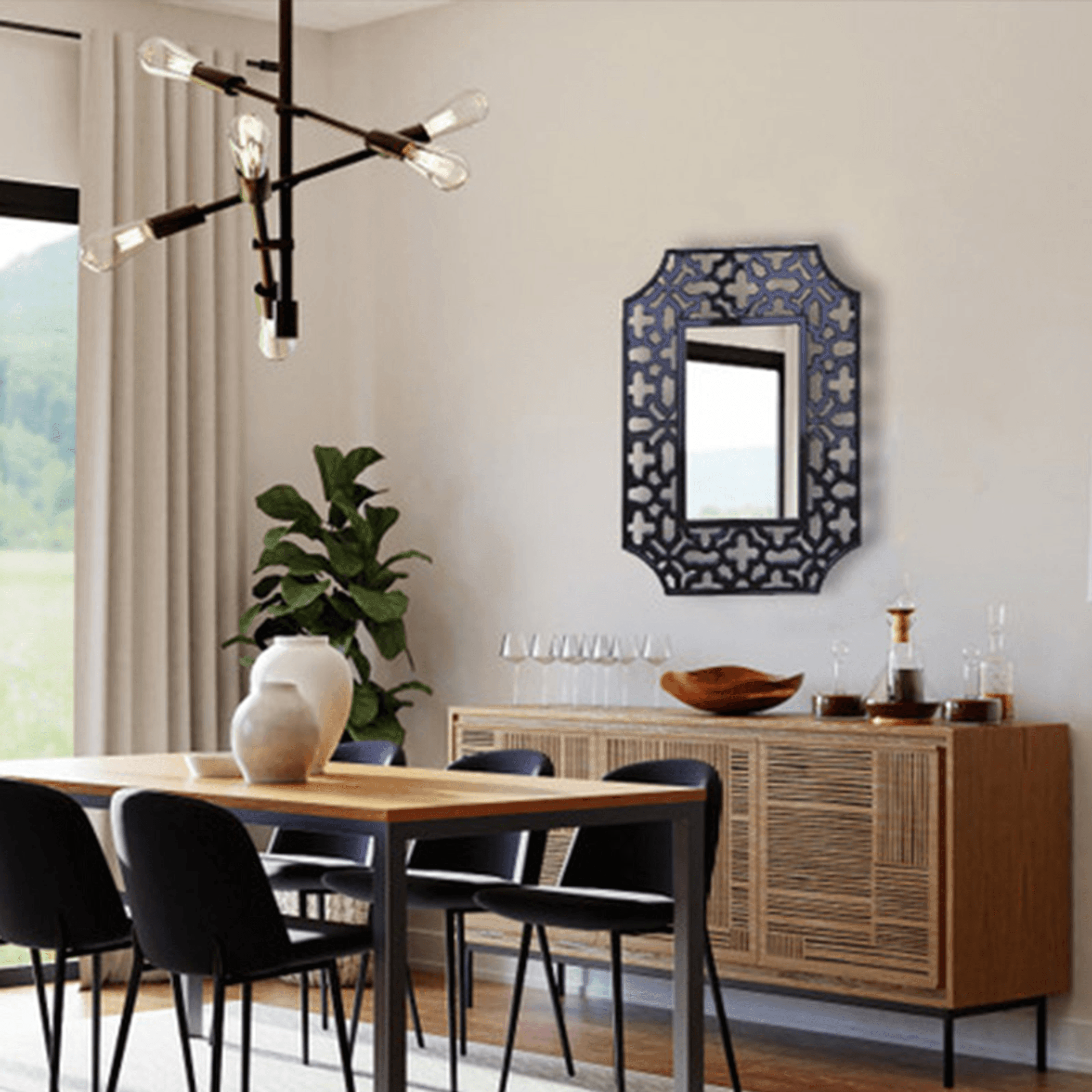 Olivia Large Glossy Black Wall Mirror With Beveled Glass - PRHOMZ