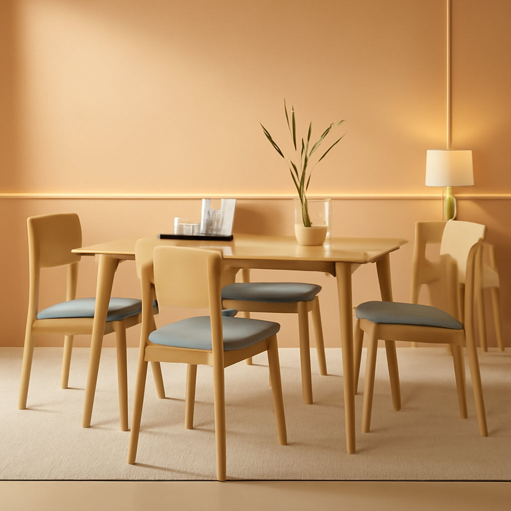 Oak Finish 47 Inch Dining Table With Solid Rubber Wood Legs