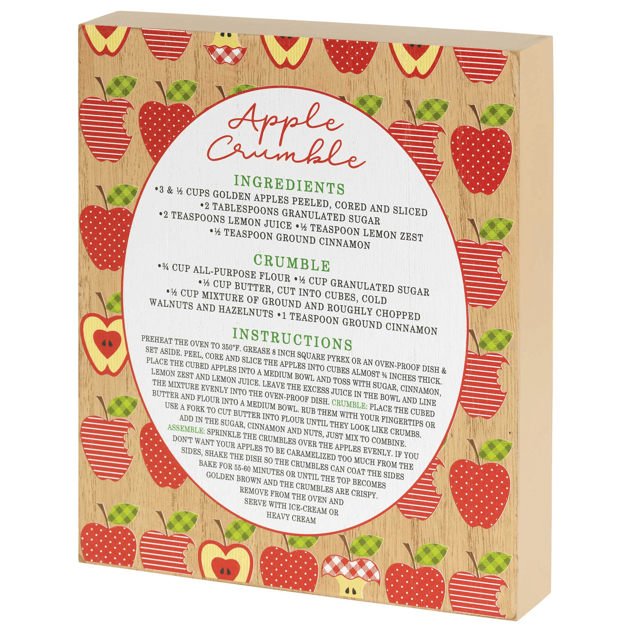 Whimsical Apple Crumble Recipe Plaque - PRHOMZ