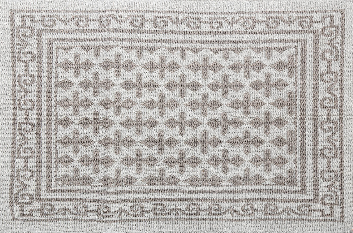 Pearl 100% Cotton Washable Bohemian Area Rug - Light Gray and Off-White