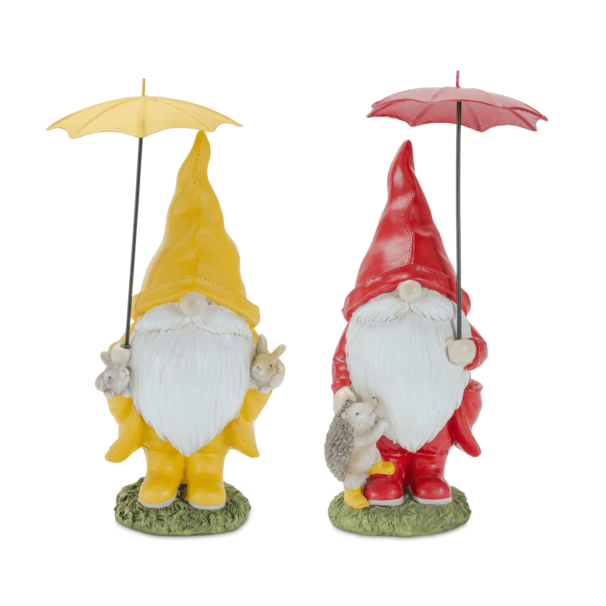 Charming Garden Gnome Set With Umbrellas - 4 Piece Collection - PRHOMZ