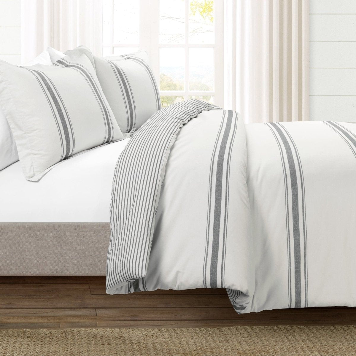 Farmhouse Stripe 100% Cotton Duvet Cover Set