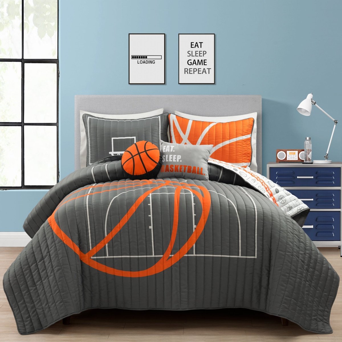 Basketball Game Reversible Quilt Set