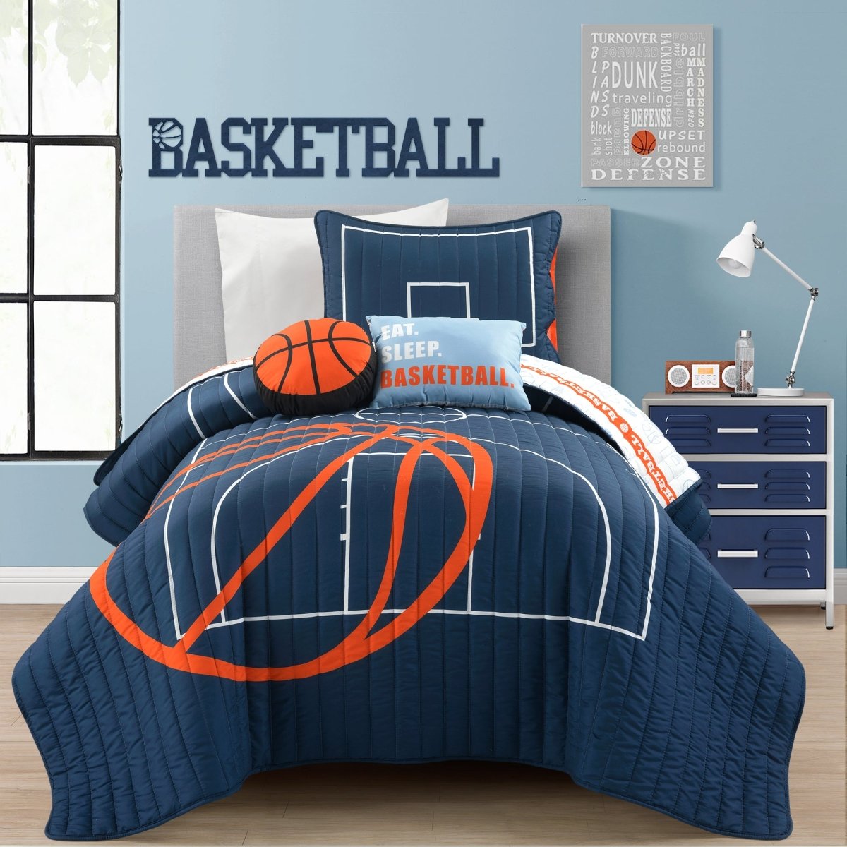 Basketball Game Reversible Quilt Set