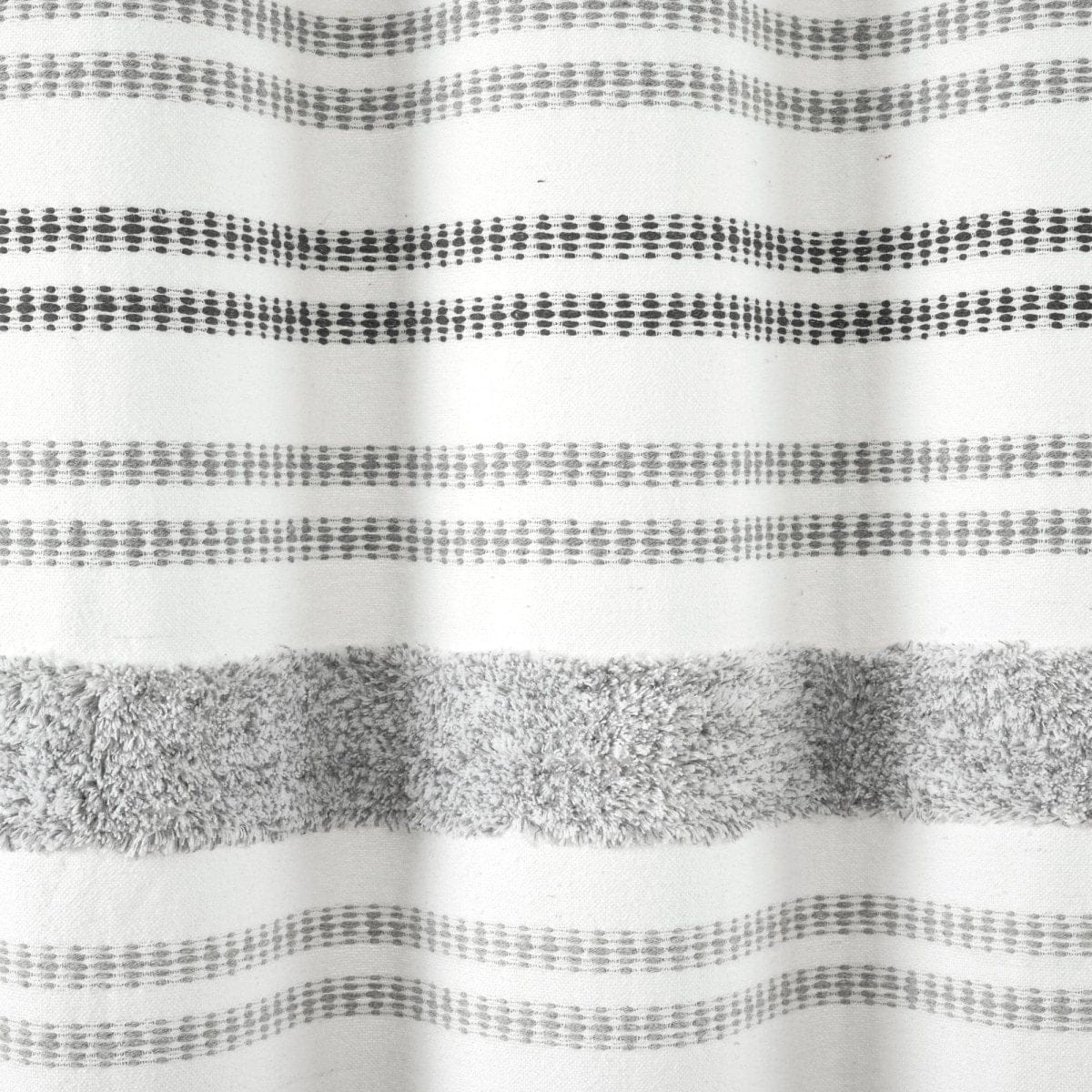 Modern Tufted Stripe Yarn Dyed Recycled Cotton Blend Shower Curtain
