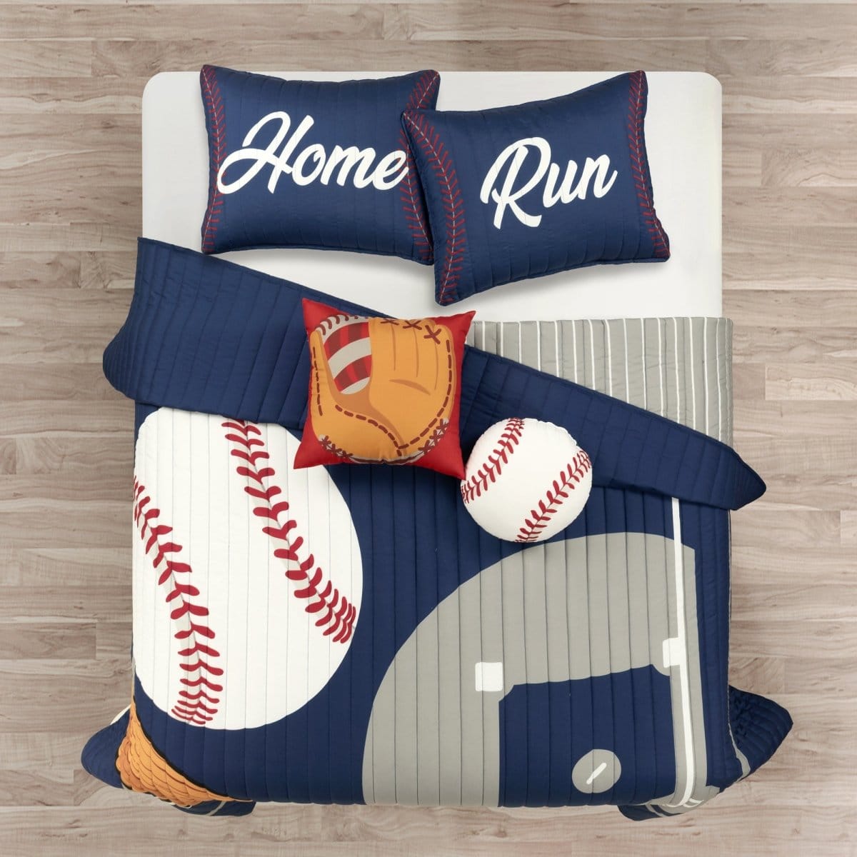 Baseball Game Reversible Oversized Kids Quilt Set