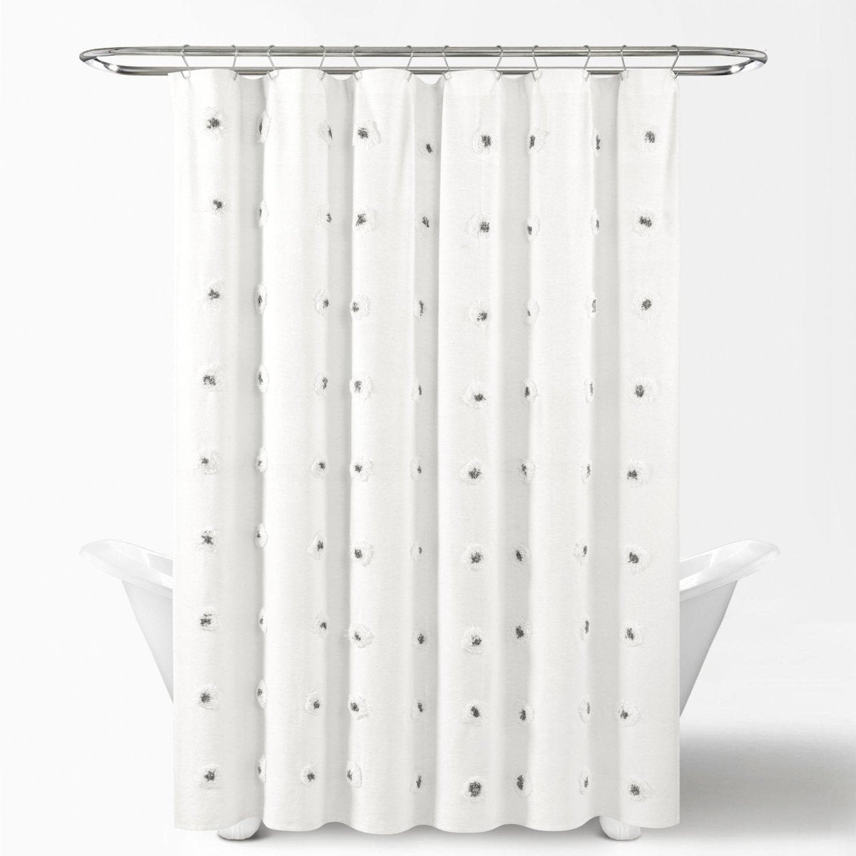 Boho Circle Tufted Yarn Dyed Recycled Cotton Blend Shower Curtain