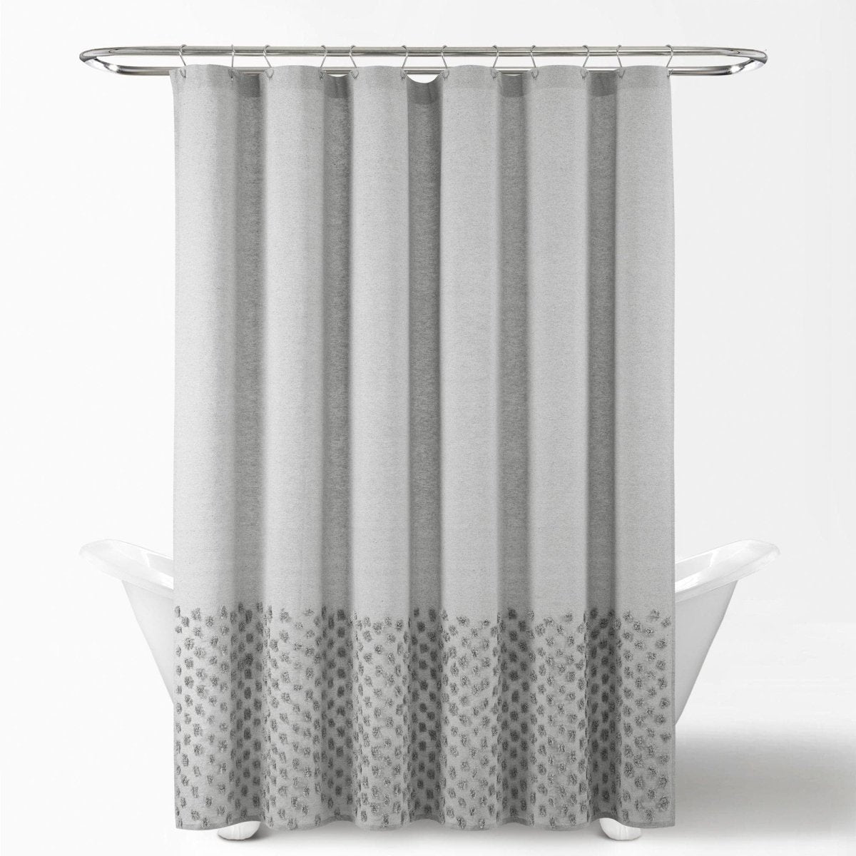 Boho Polka Dot Yarn Dyed Recycled Cotton Blend Shower Curtain