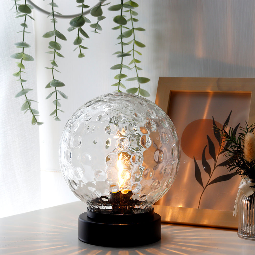 7''H Cordless Lamps Glass Nightlight with 6-Hours Timer(Black)-0