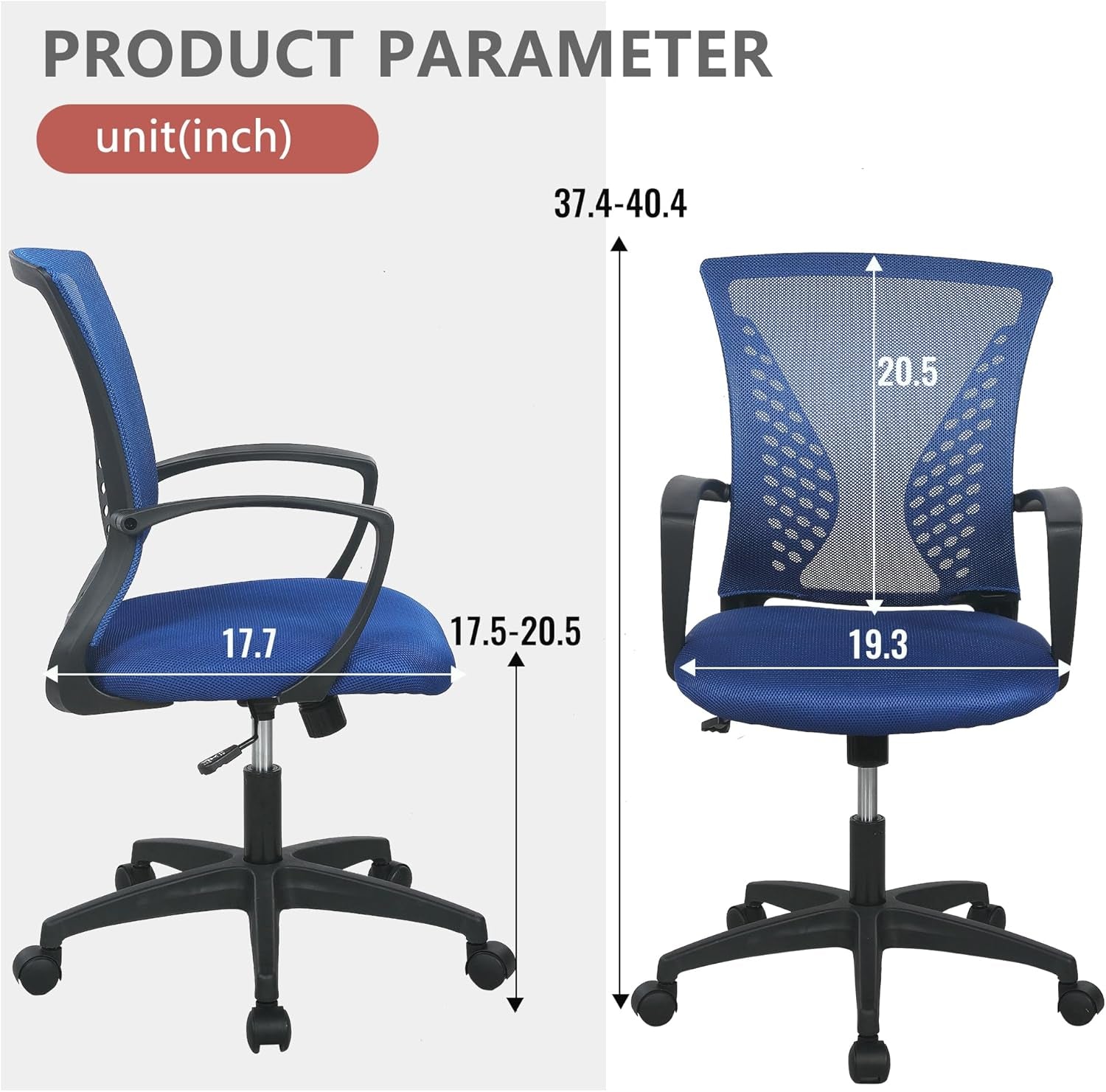 Blue Ergonomic Mesh Back Gaming Chair With Lumbar Support