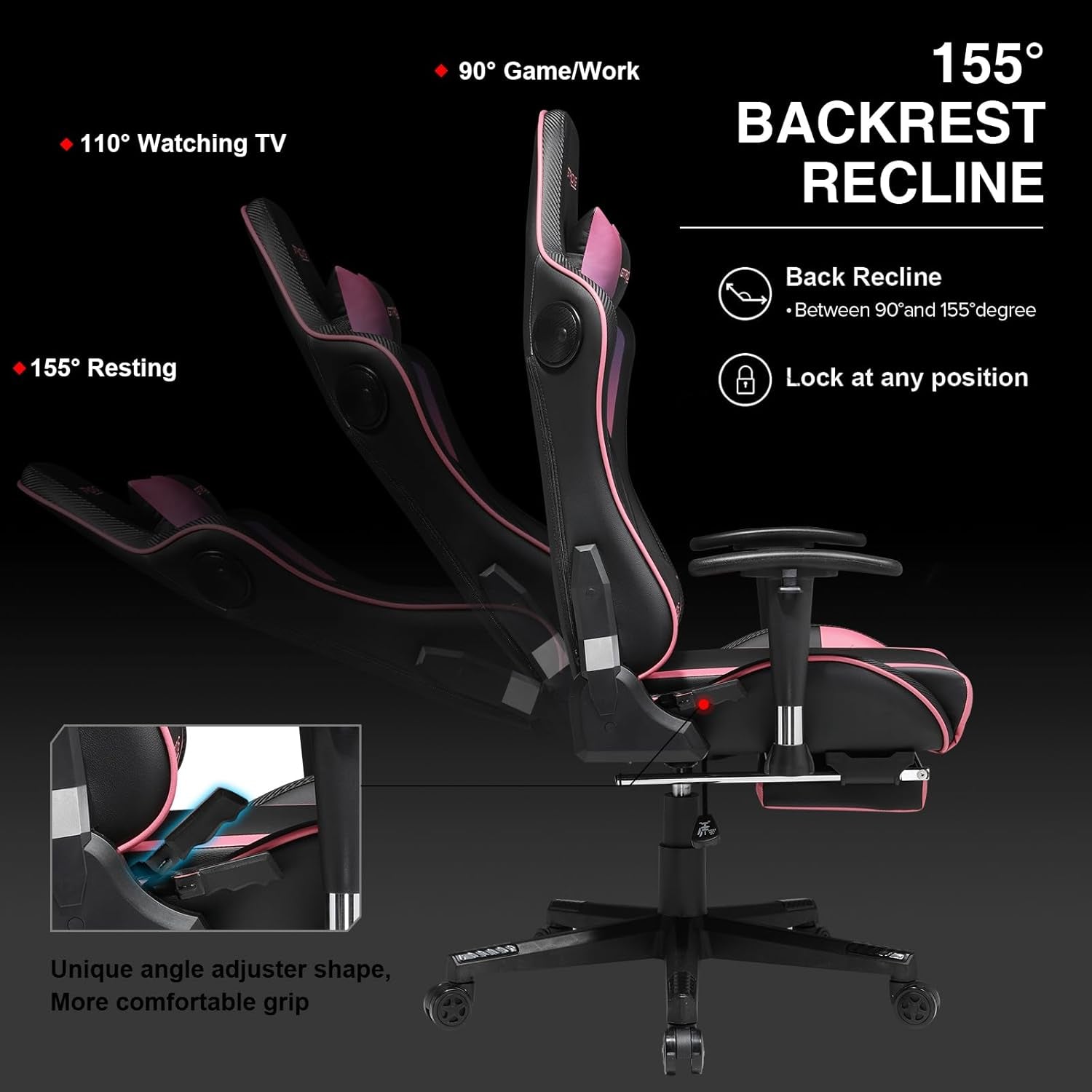 Ergonomic Gaming Chair With Bluetooth Speakers And Footrest