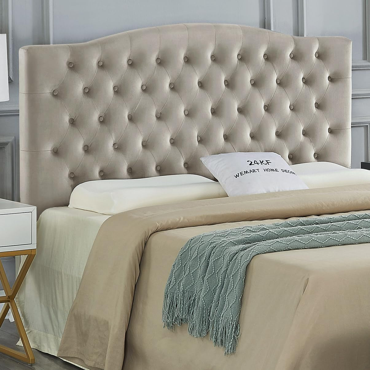 Elegant Velvet Tufted Queen Headboard for Ultimate Comfort