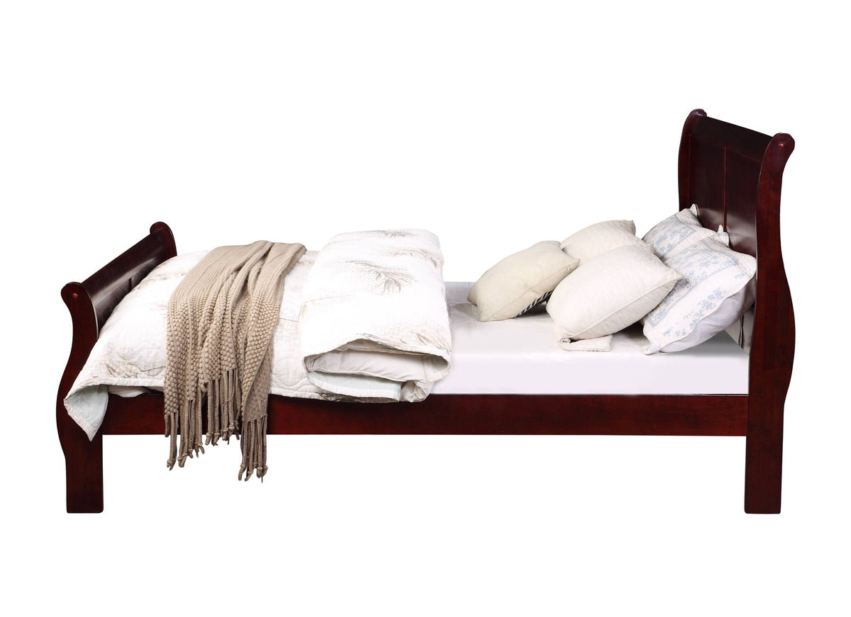 Louis Philippe Sleigh Style Bed with Classic Wood Construction - Multiple Colors