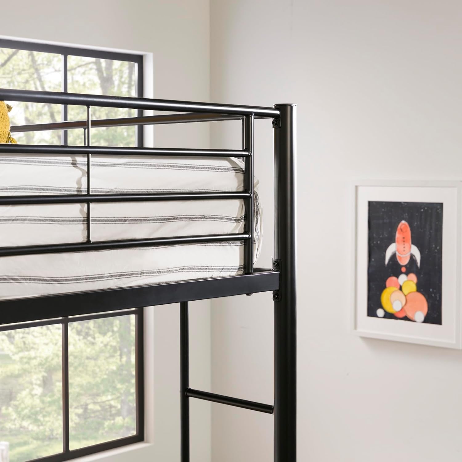 Urban Industrial Metal Double Loft Bunk Bed Full Black