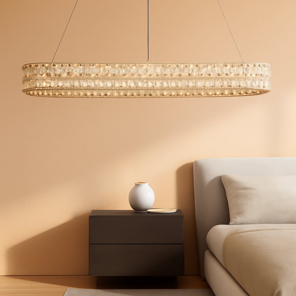 47 Inch Rectangular Chrome Crystal LED Chandeliers-0