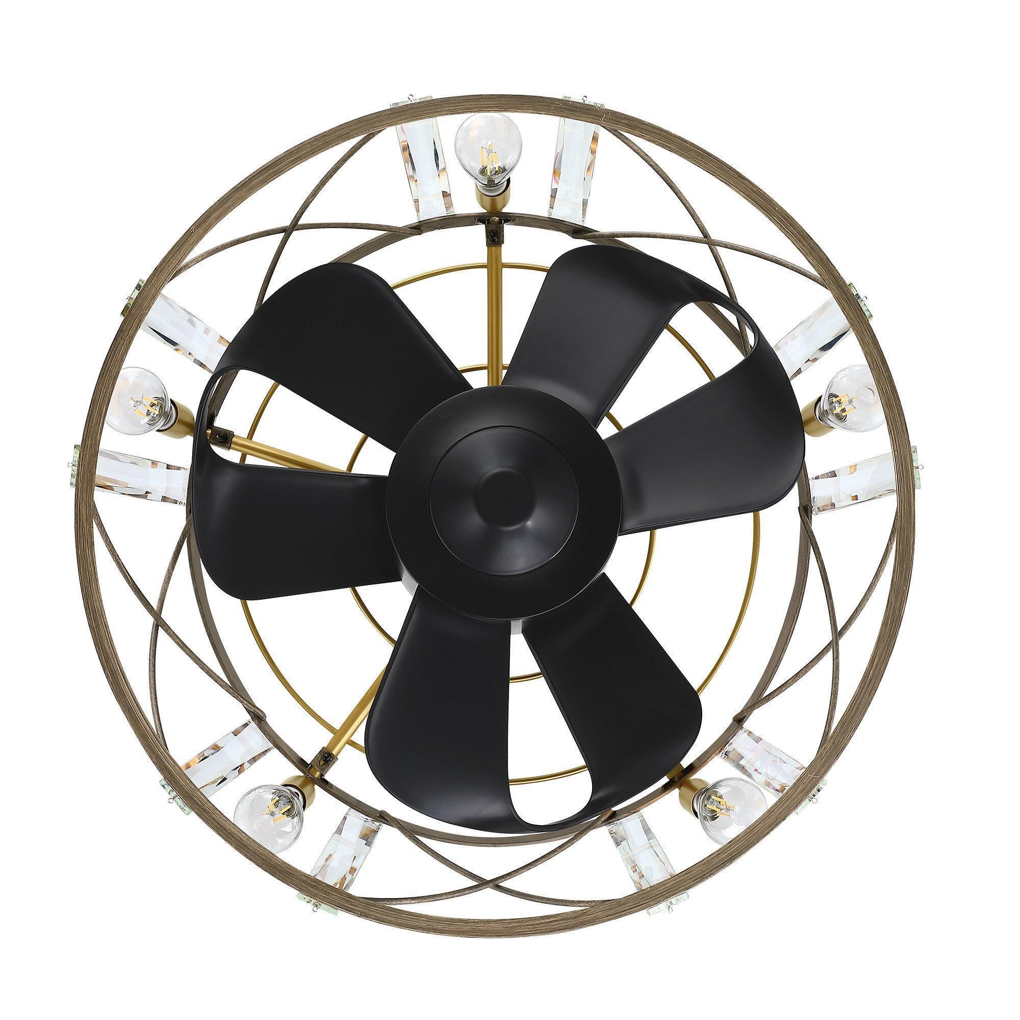 23" Modern Satin Nickel DC Motor Downrod Mount Reversible Fandelier Ceiling Fan with Lighting and Remote Control