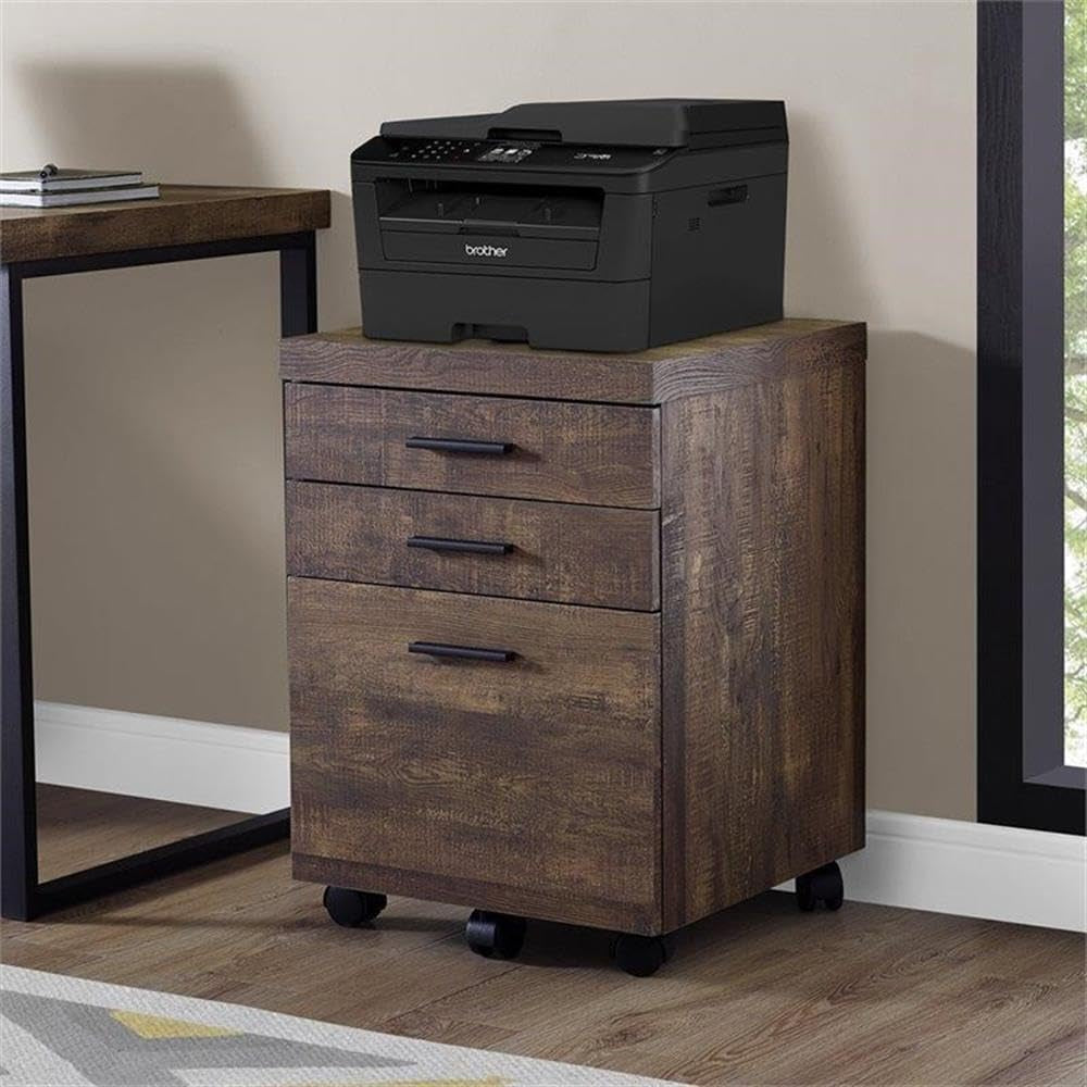 I 7400 Rolling File Cabinet 3 Drawer Brown Laminate