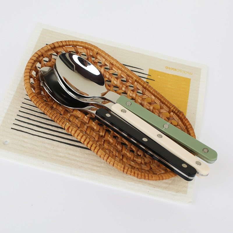 24-Piece Stainless Steel Cutlery Set with Engraved Design | Bistro Flatware